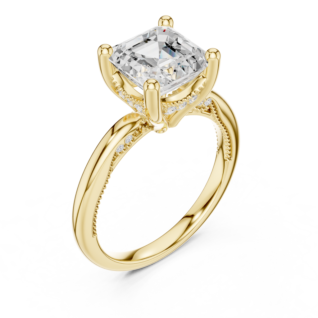 2.50 CT Asscher Cut Cathedral Diamond Engagement Ring with Hidden Pavé Gallery