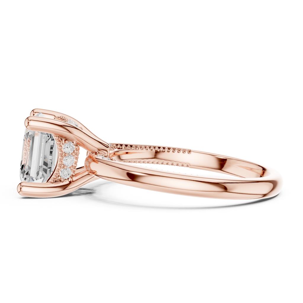 2.50 CT Asscher Cut Cathedral Diamond Engagement Ring with Hidden Pavé Gallery