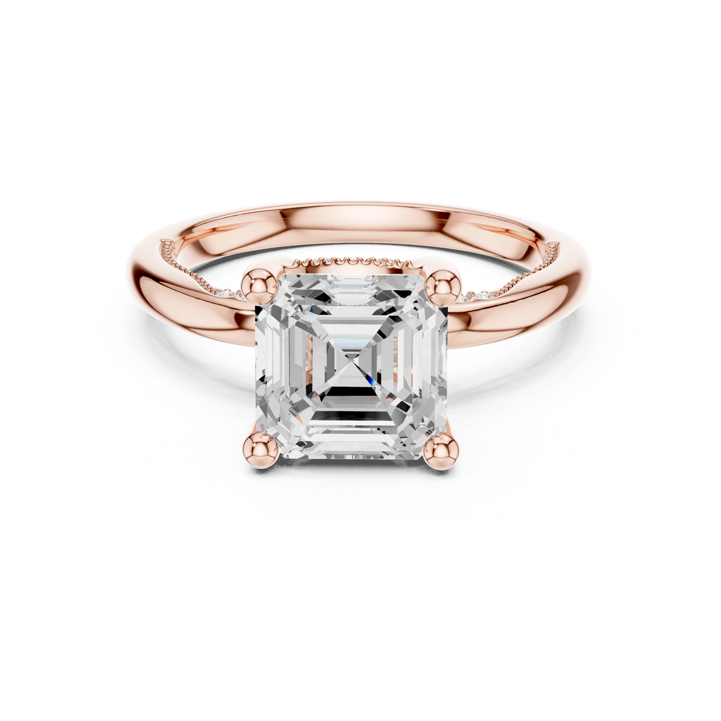 2.50 CT Asscher Cut Cathedral Diamond Engagement Ring with Hidden Pavé Gallery