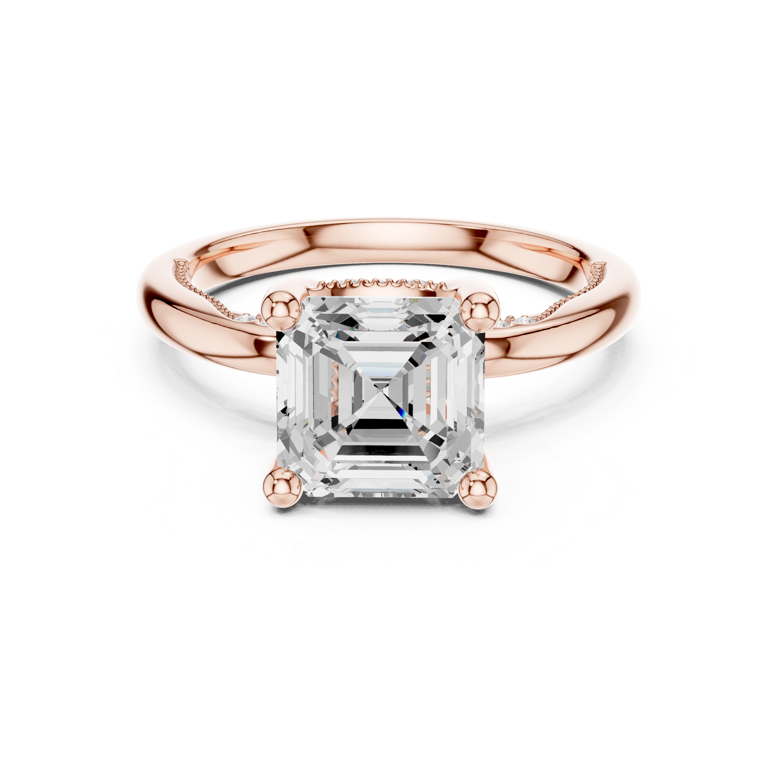 2.50 CT Asscher Cut Cathedral Diamond Engagement Ring with Hidden Pavé Gallery