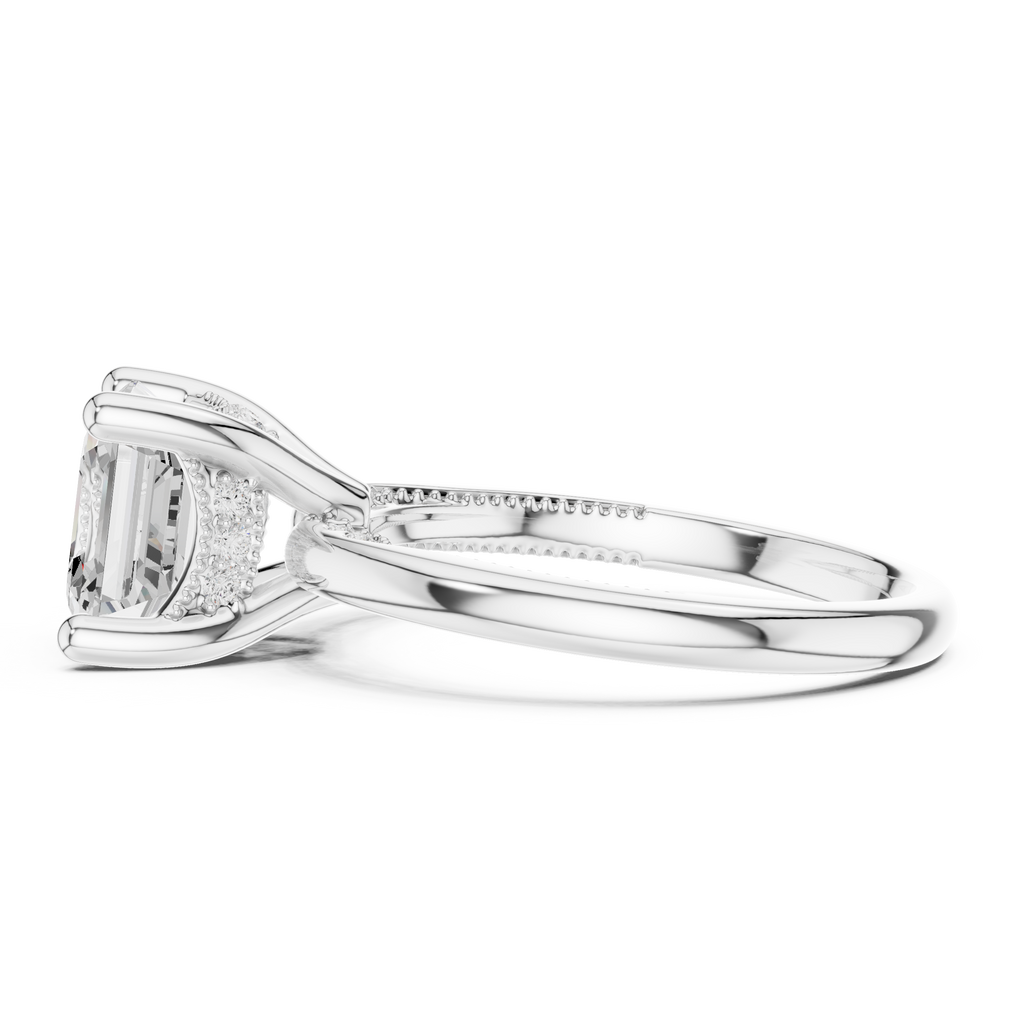 2.50 CT Asscher Cut Cathedral Diamond Engagement Ring with Hidden Pavé Gallery