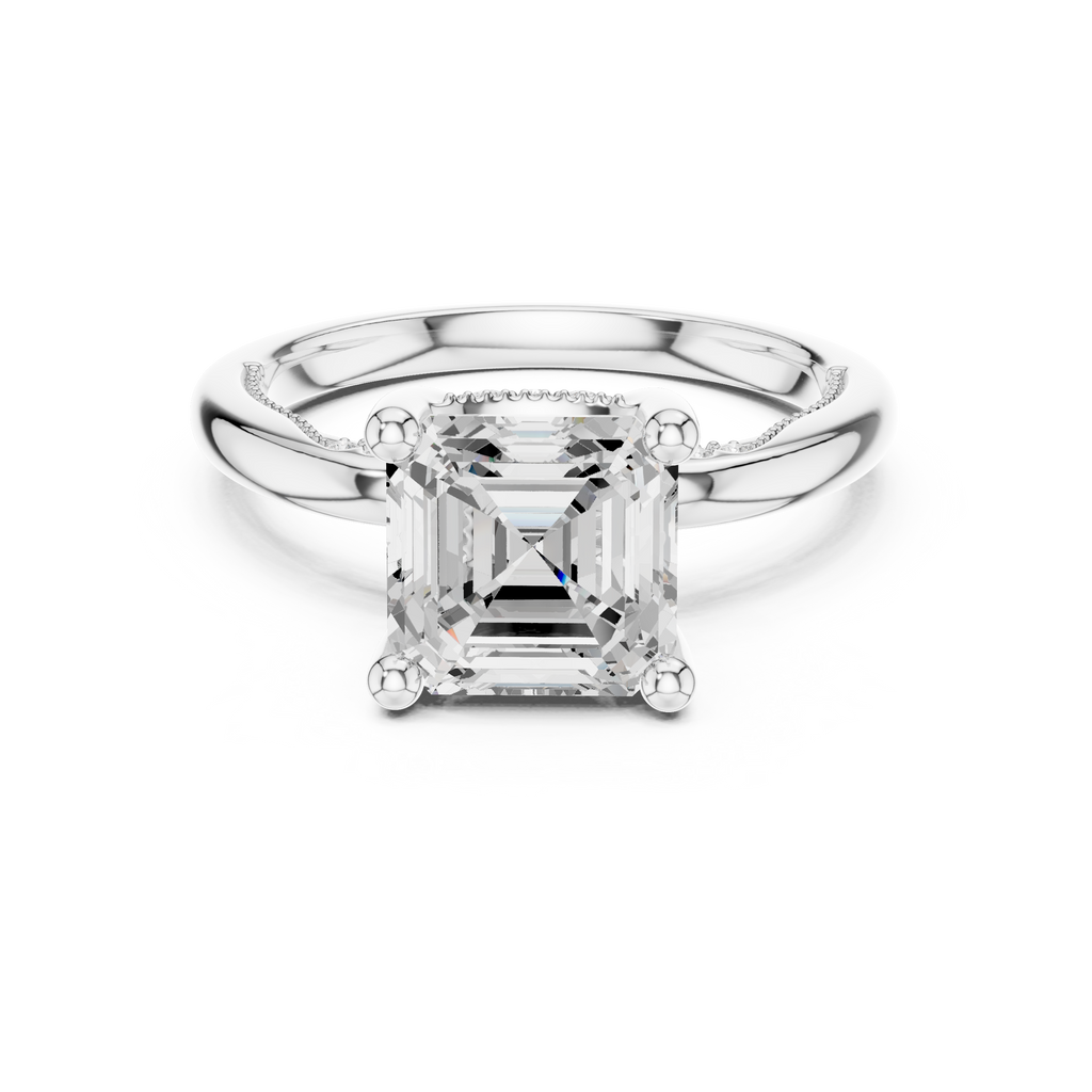 2.50 CT Asscher Cut Cathedral Diamond Engagement Ring with Hidden Pavé Gallery