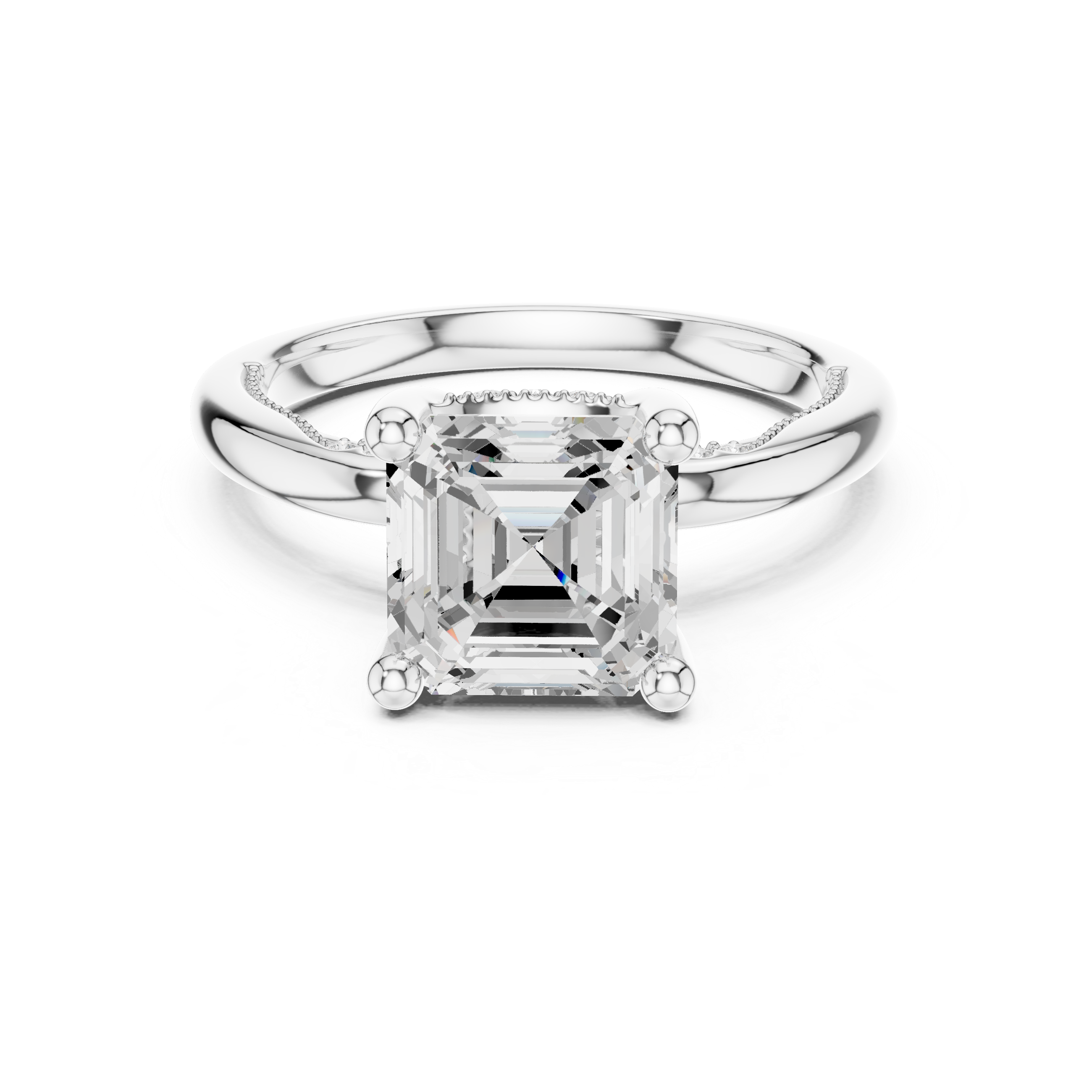 2.50 CT Asscher Cut Cathedral Diamond Engagement Ring with Hidden Pavé Gallery