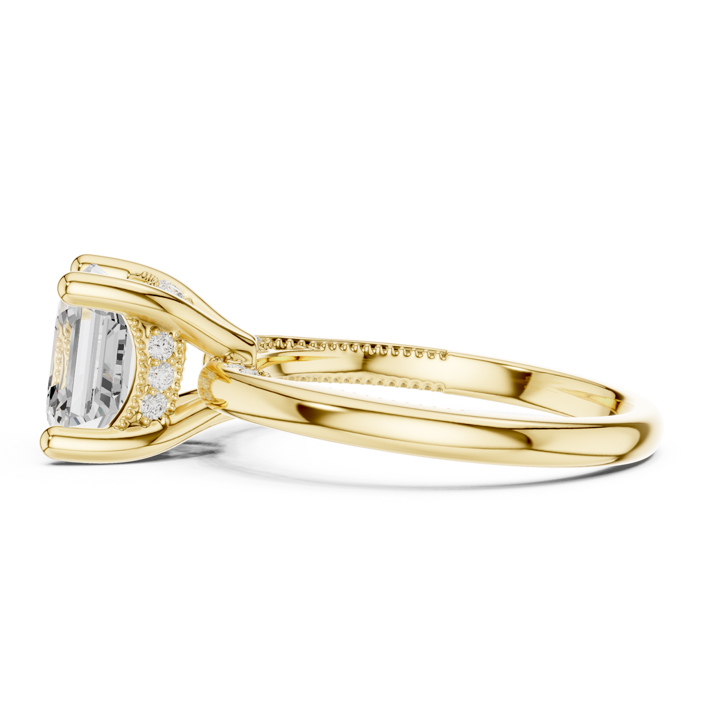 2.50 CT Asscher Cut Cathedral Diamond Engagement Ring with Hidden Pavé Gallery