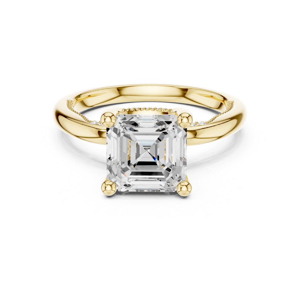 2.50 CT Asscher Cut Cathedral Diamond Engagement Ring with Hidden Pavé Gallery