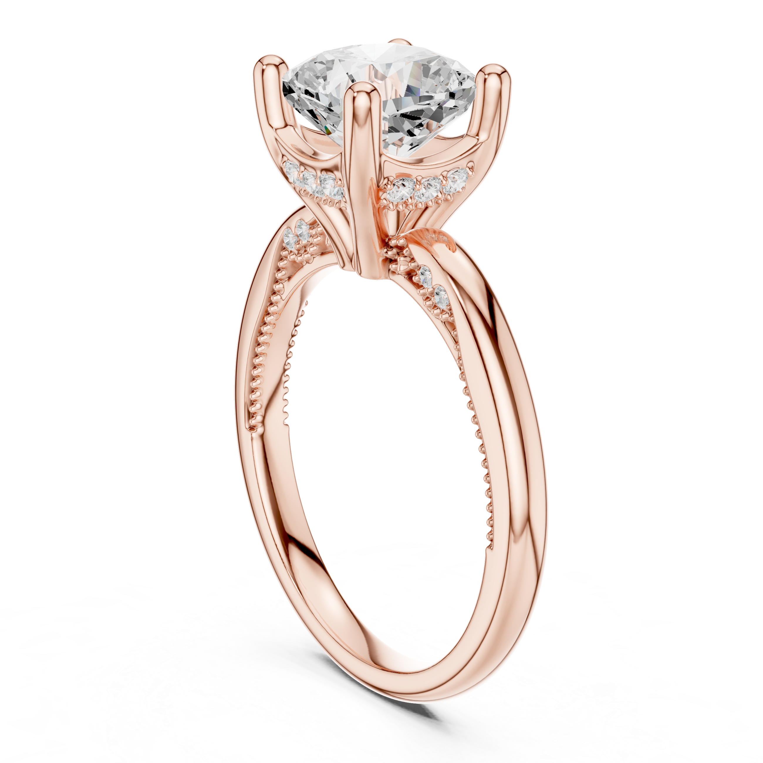 2.50 CT Cushion Cut Cathedral Diamond Engagement Ring with Hidden Pavé Gallery
