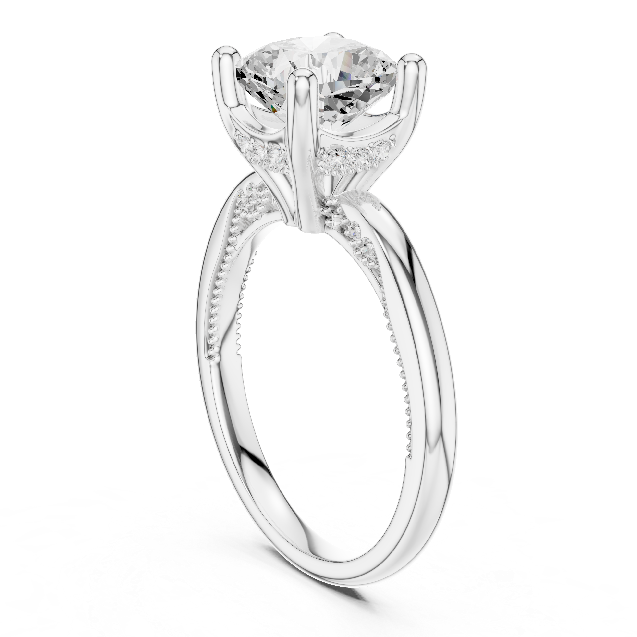 2.50 CT Cushion Cut Cathedral Diamond Engagement Ring with Hidden Pavé Gallery