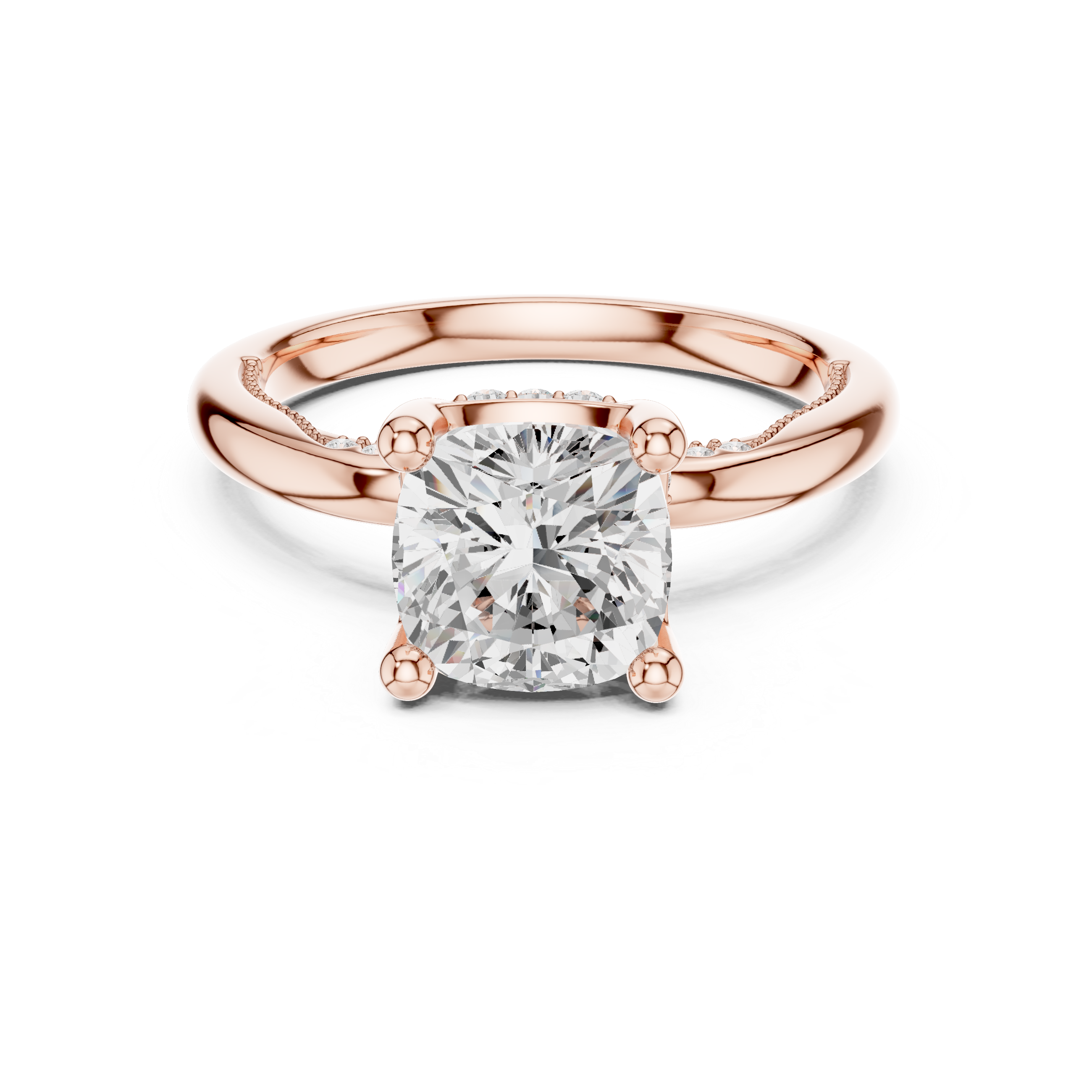 2.50 CT Cushion Cut Cathedral Diamond Engagement Ring with Hidden Pavé Gallery
