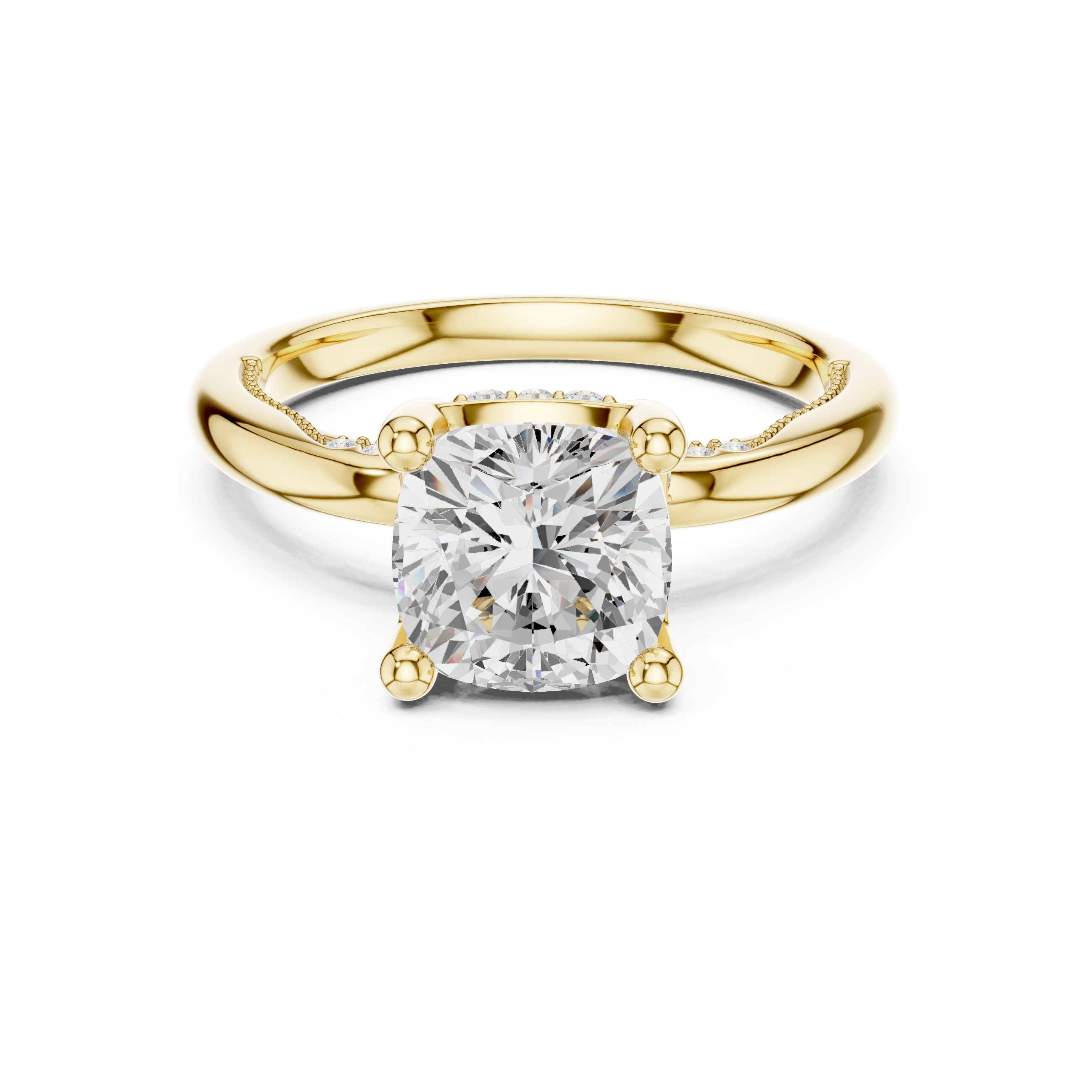 2.50 CT Cushion Cut Cathedral Diamond Engagement Ring with Hidden Pavé Gallery