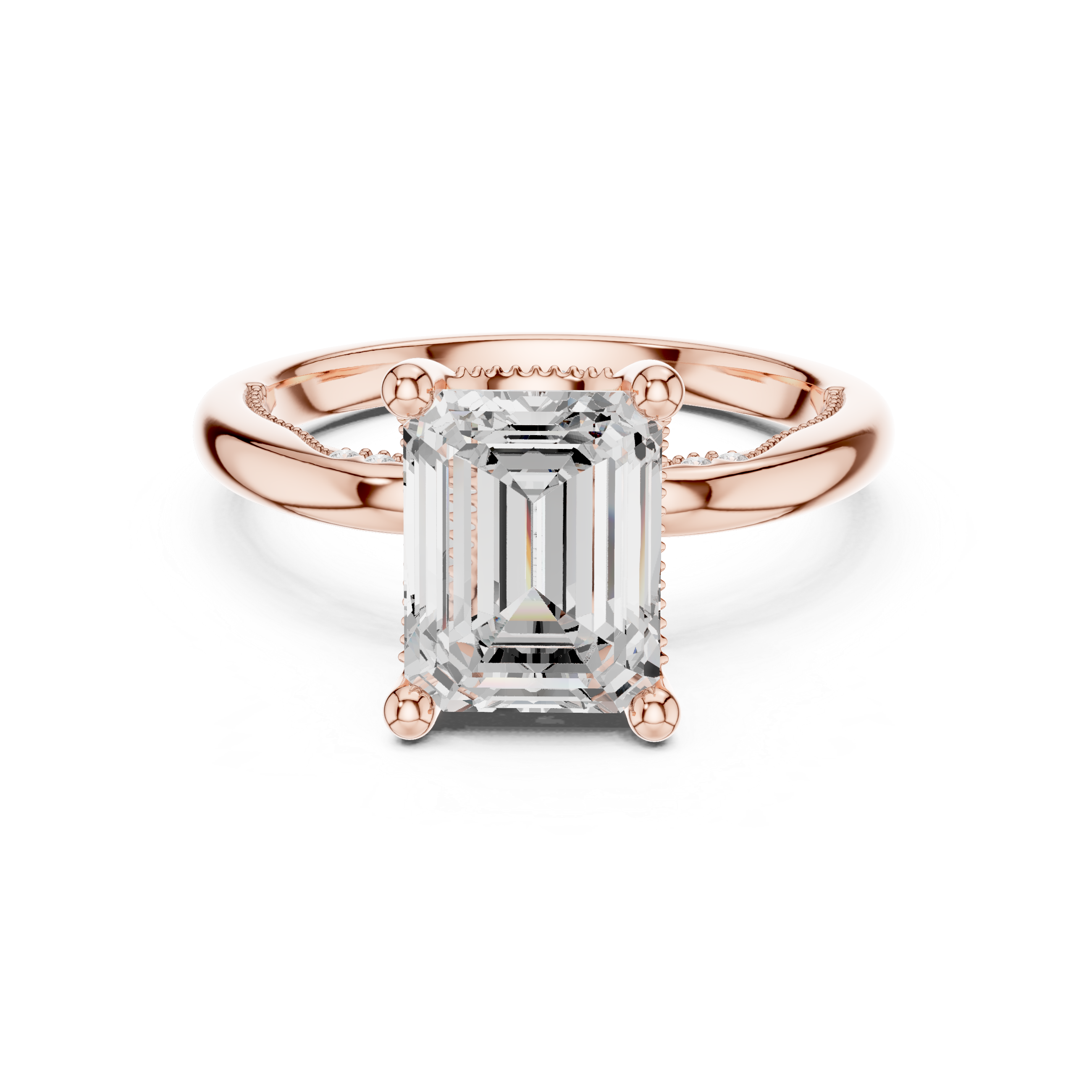 2.50 CT Emerald Cut Cathedral Diamond Engagement Ring with Hidden Pavé Gallery