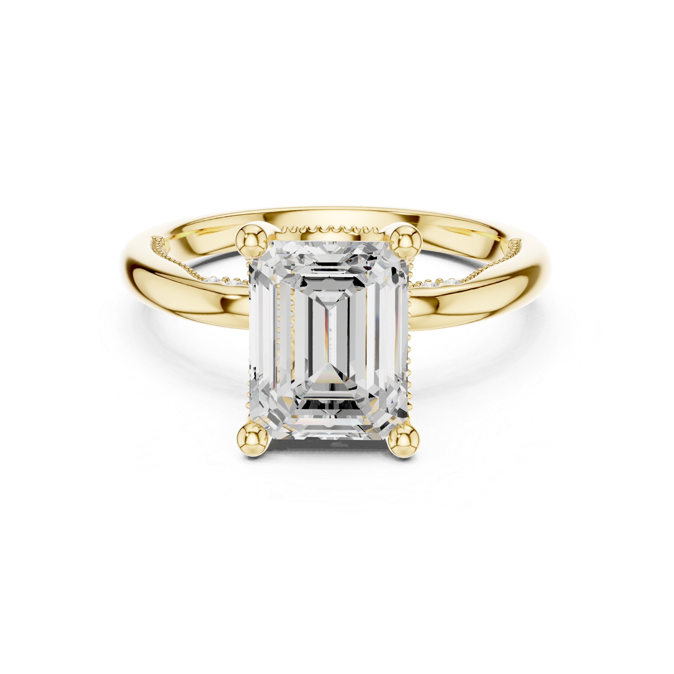 2.50 CT Emerald Cut Cathedral Diamond Engagement Ring with Hidden Pavé Gallery