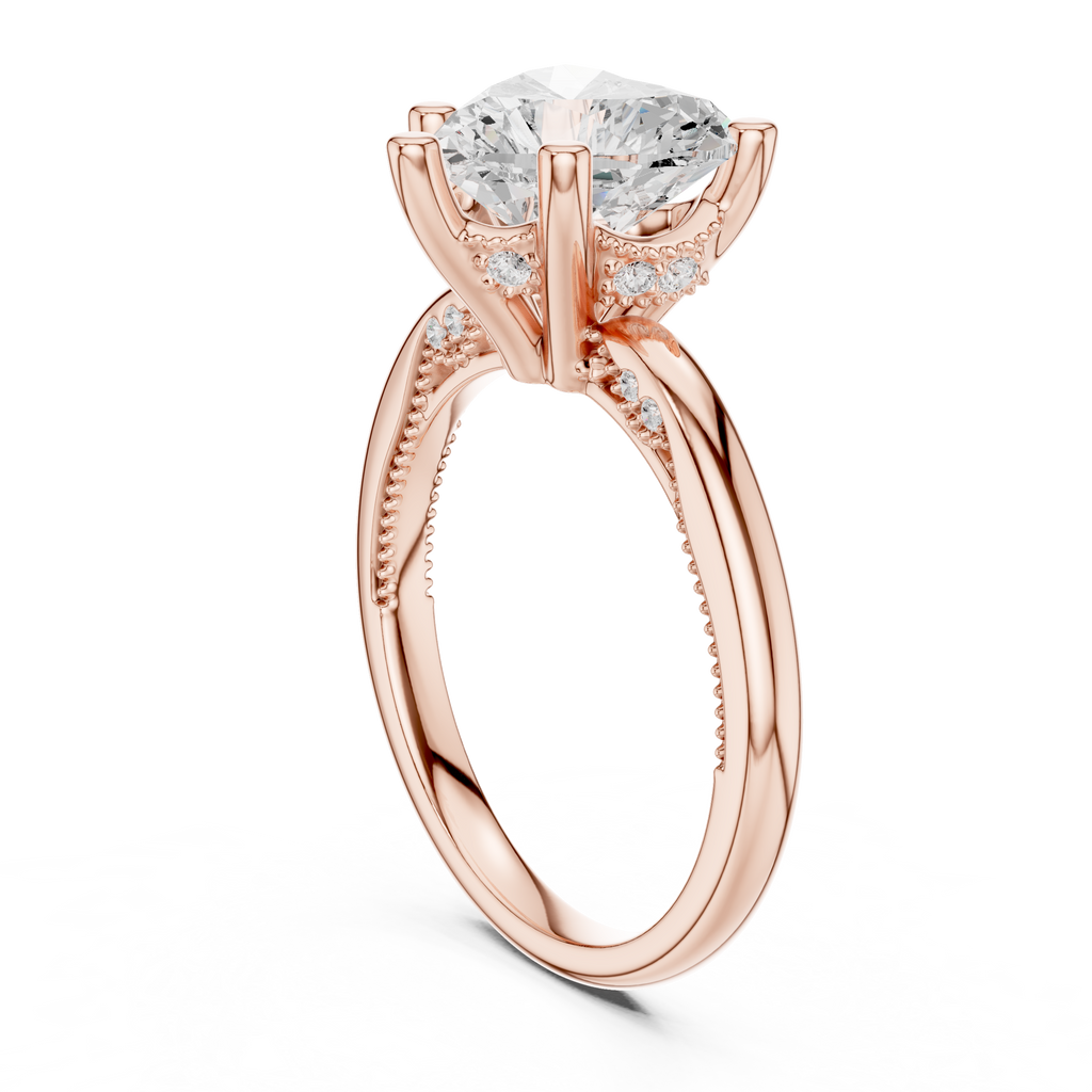 2.50 CT Heart Cut Cathedral Diamond Engagement Ring with Hidden Pavé Gallery
