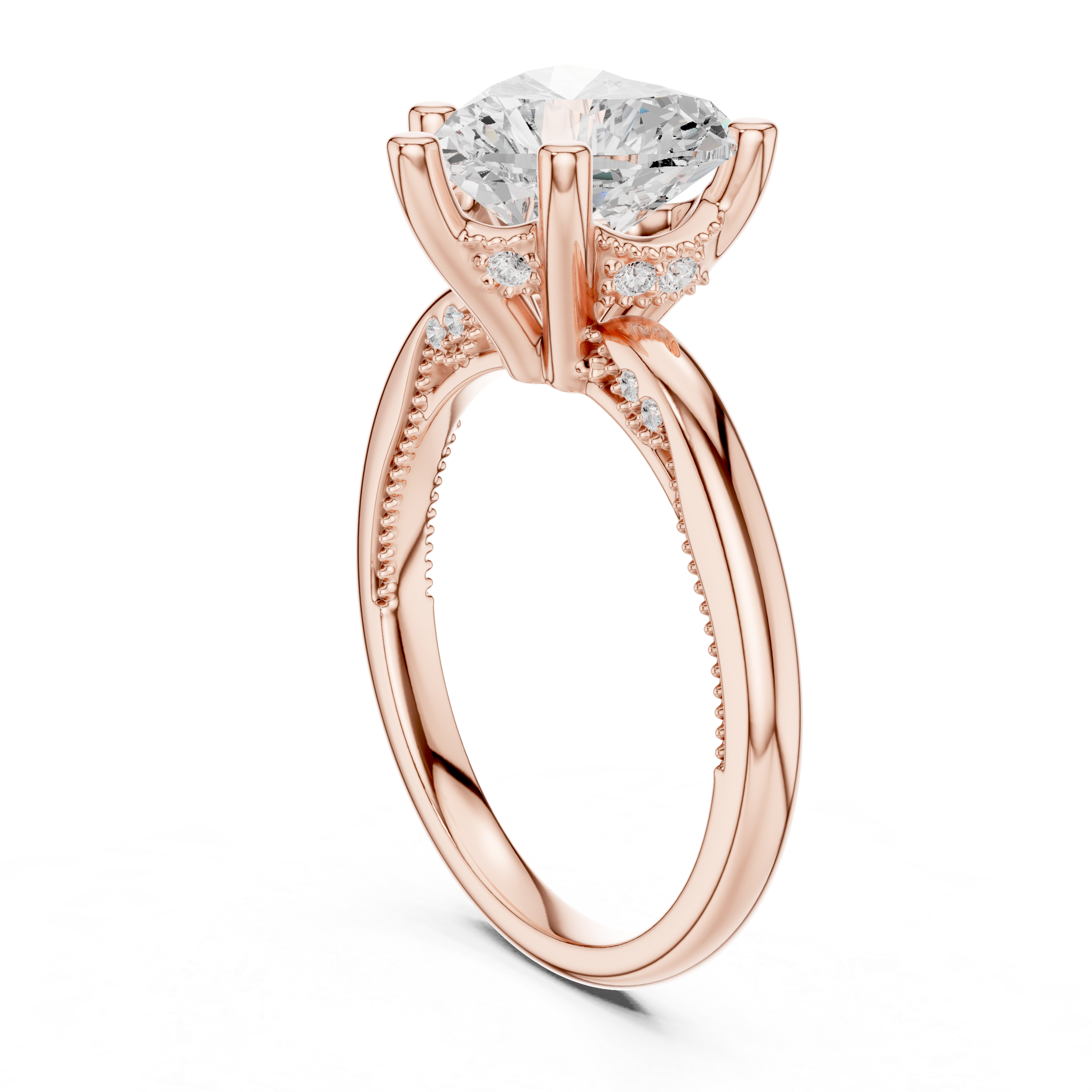 2.50 CT Heart Cut Cathedral Diamond Engagement Ring with Hidden Pavé Gallery