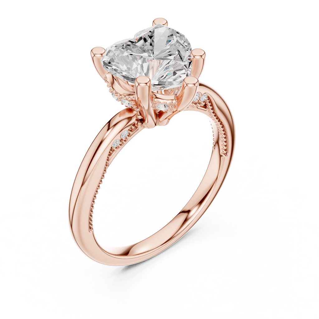 2.50 CT Heart Cut Diamond Engagement Ring with Hidden Pavé Cathedral Setting