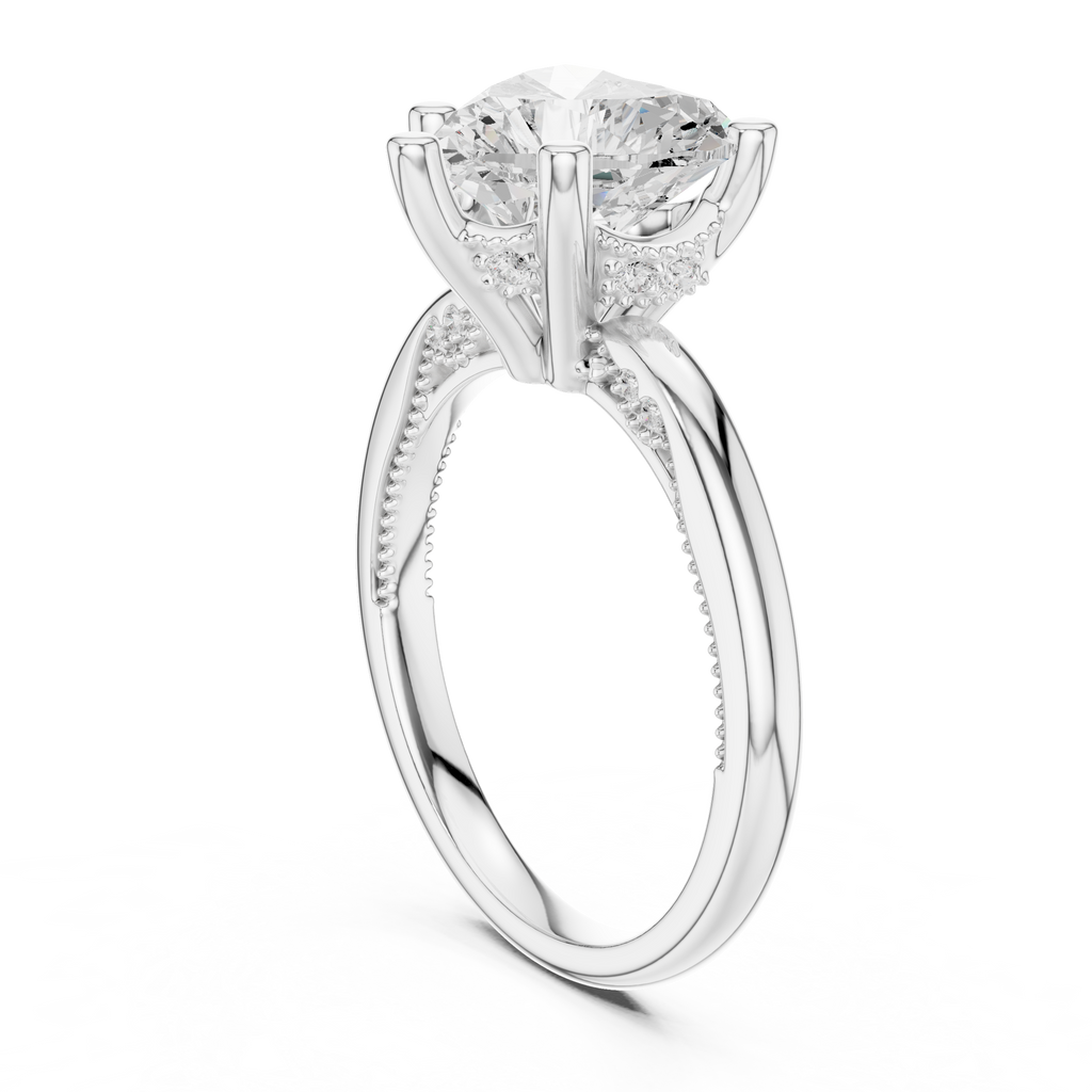 2.50 CT Heart Cut Cathedral Diamond Engagement Ring with Hidden Pavé Gallery