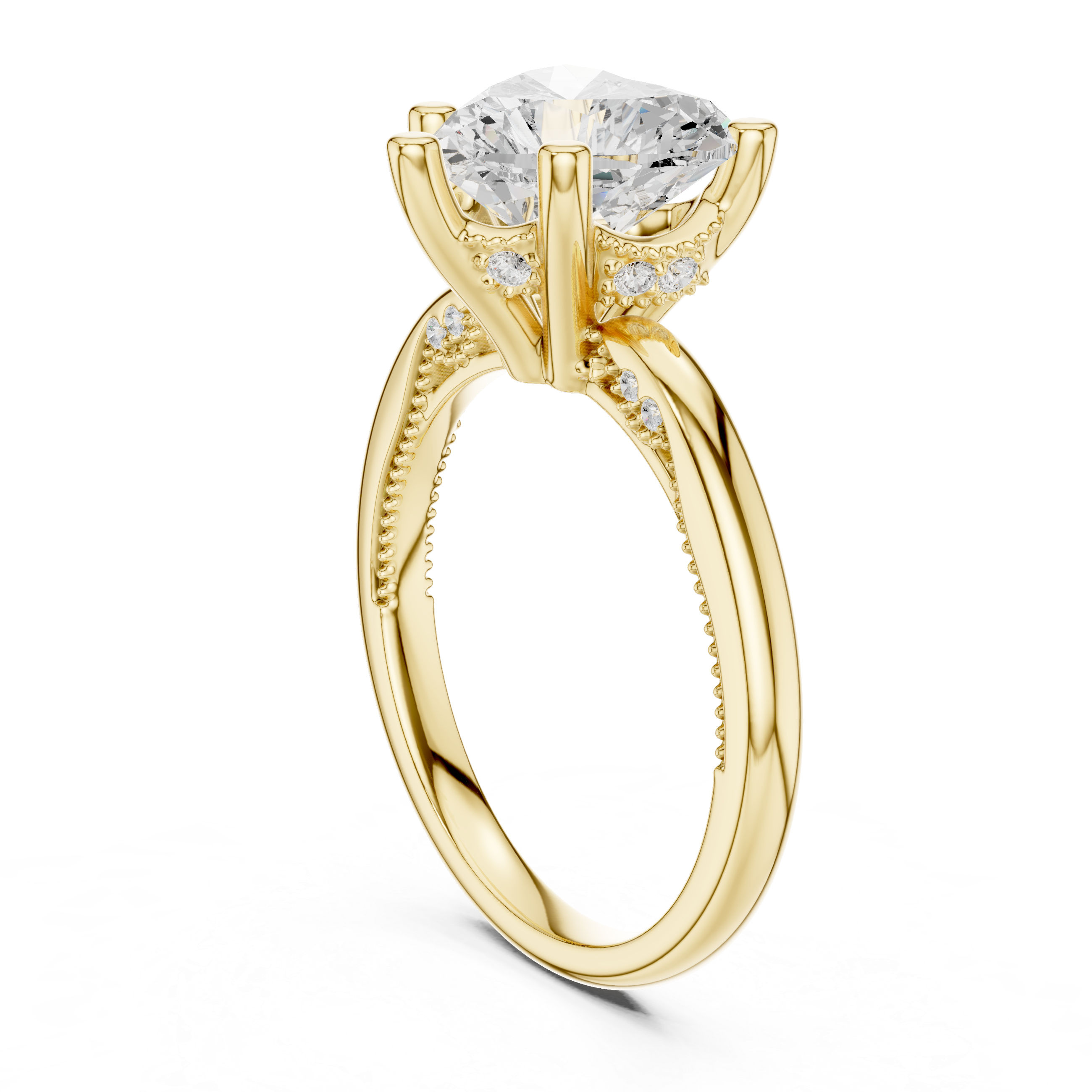 2.50 CT Heart Cut Diamond Engagement Ring with Hidden Pavé Cathedral Setting
