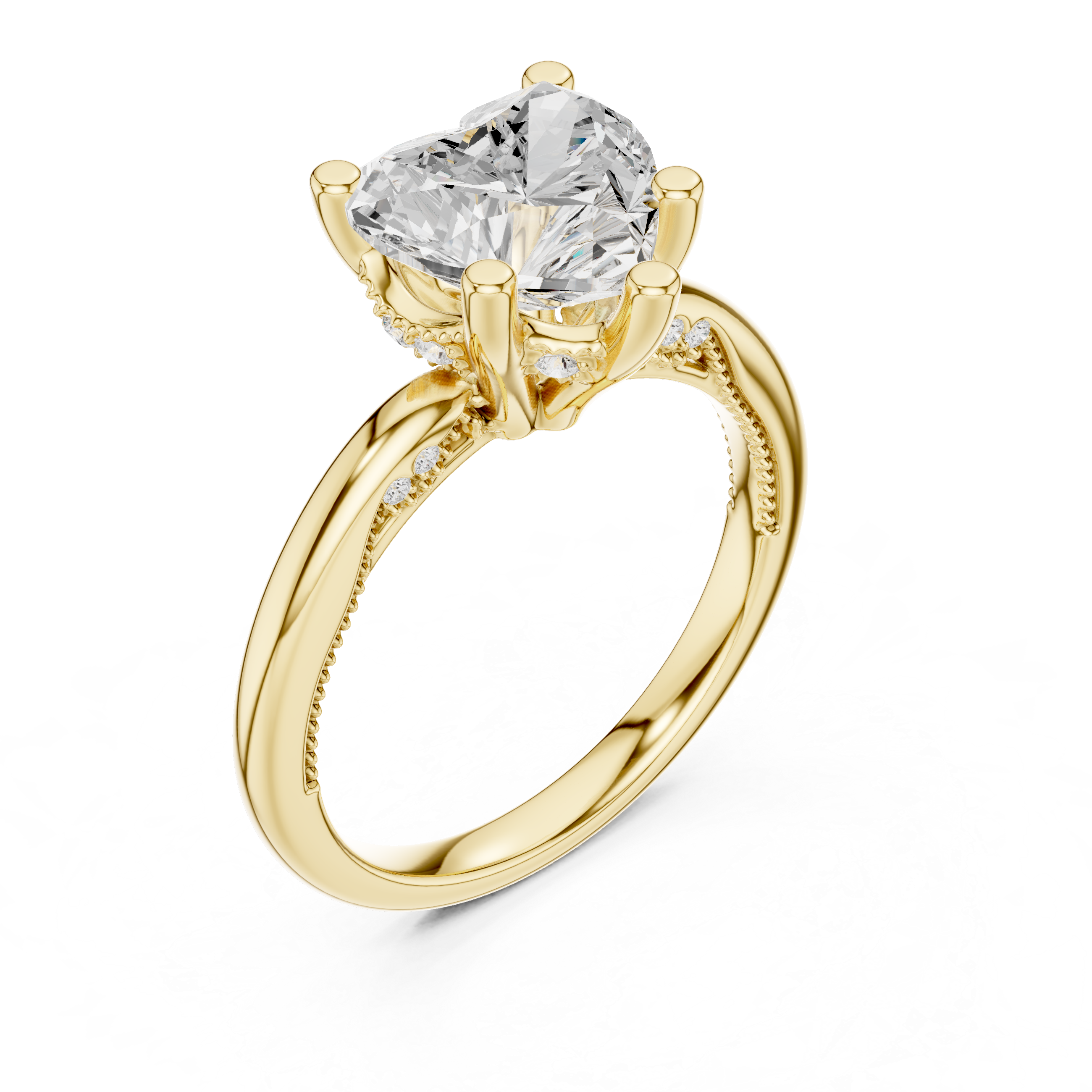 2.50 CT Heart Cut Cathedral Diamond Engagement Ring with Hidden Pavé Gallery