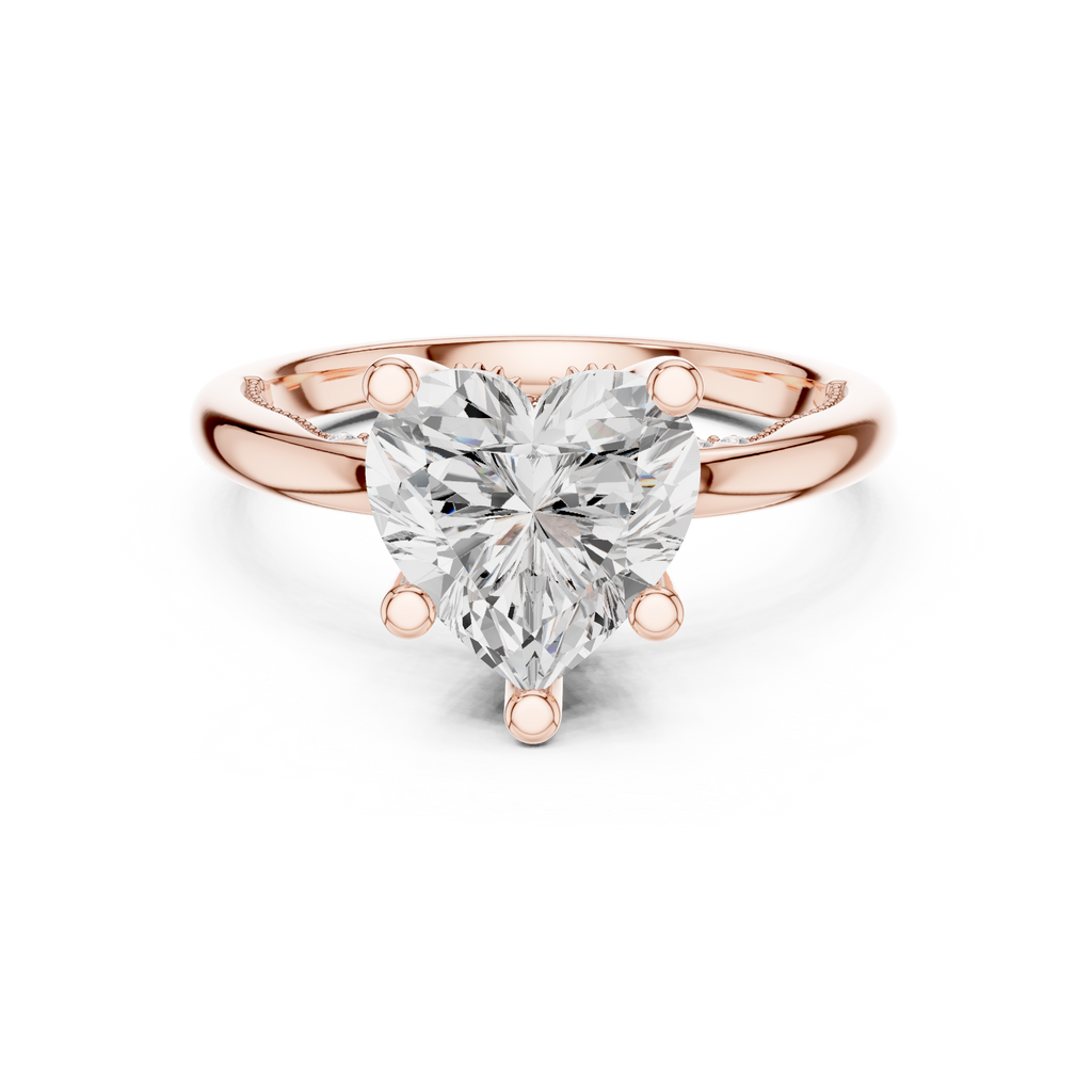 2.50 CT Heart Cut Cathedral Diamond Engagement Ring with Hidden Pavé Gallery