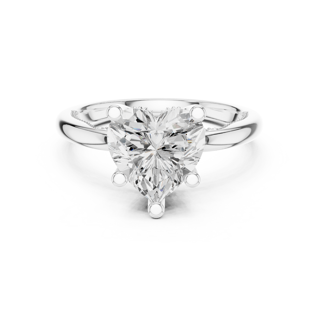 2.50 CT Heart Cut Cathedral Diamond Engagement Ring with Hidden Pavé Gallery