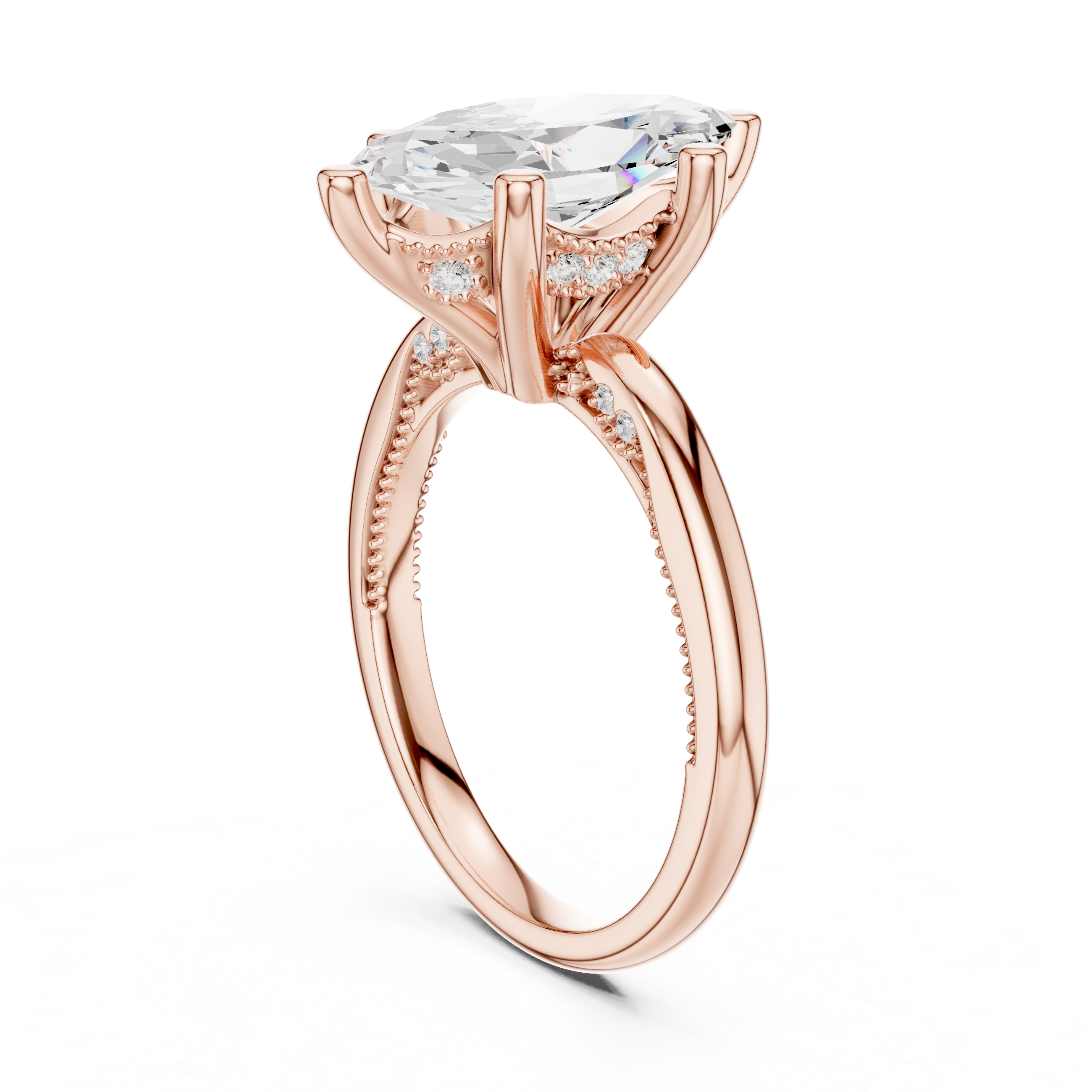 2.50 CT Marquise Cut Diamond Engagement Ring with Hidden Pavé Cathedral Setting
