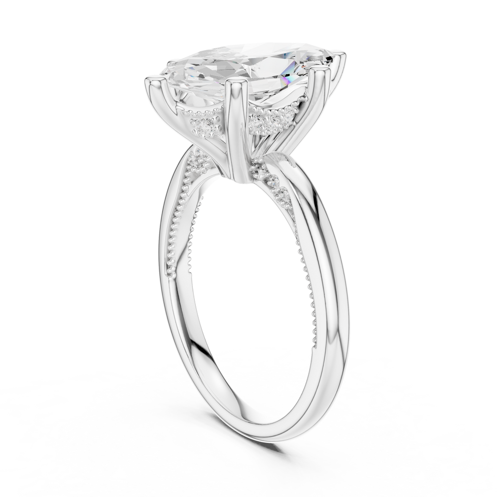 2.50 CT Marquise Cut Cathedral Diamond Engagement Ring with Hidden Pavé Gallery