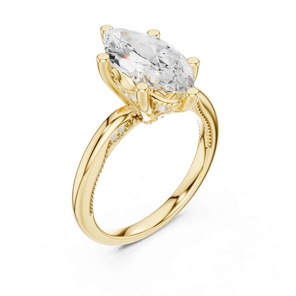 2.50 CT Marquise Cut Diamond Engagement Ring with Hidden Pavé Cathedral Setting