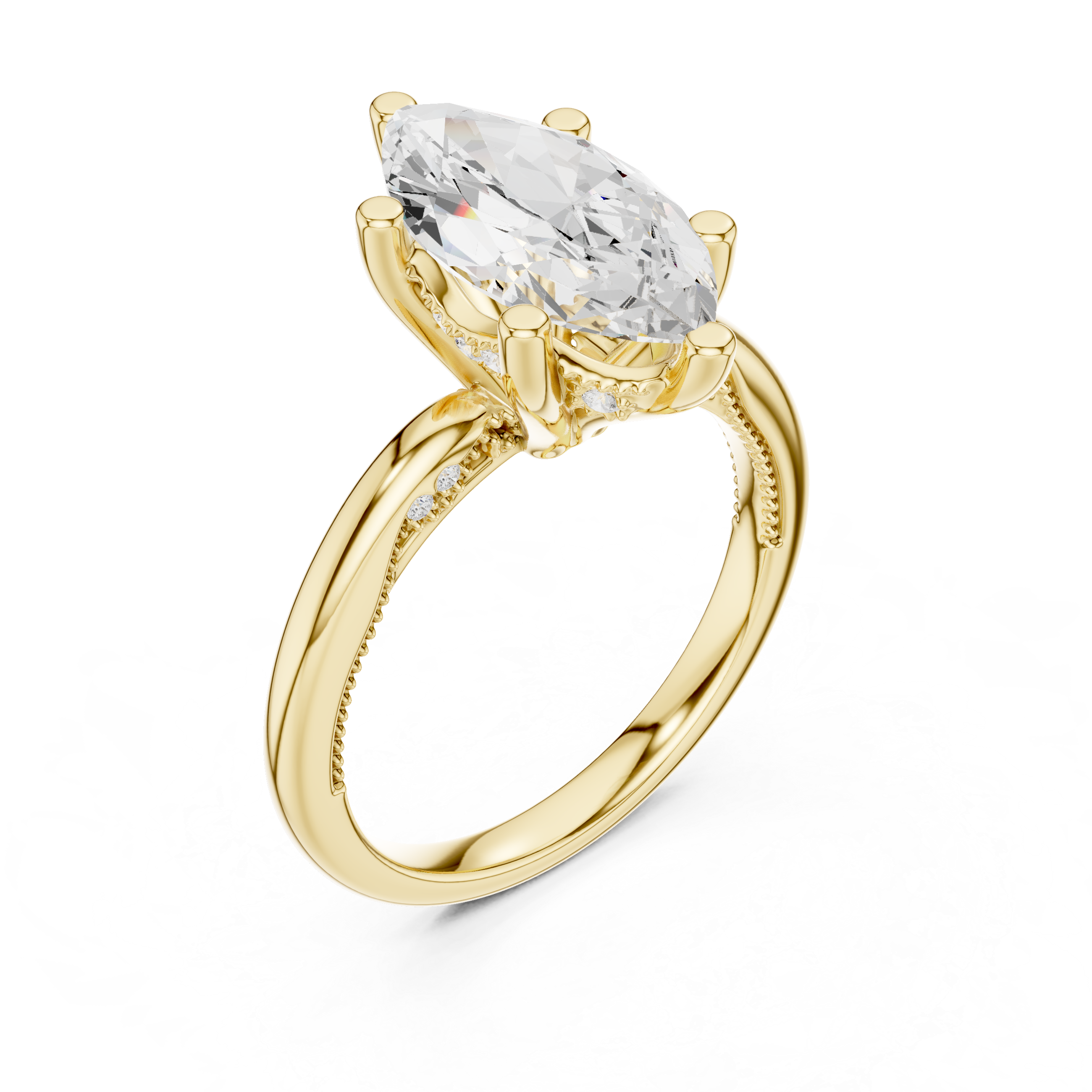 2.50 CT Marquise Cut Diamond Engagement Ring with Hidden Pavé Cathedral Setting