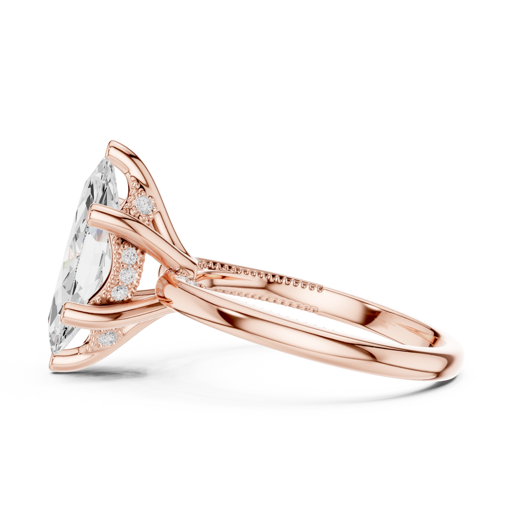 2.50 CT Marquise Cut Diamond Engagement Ring with Hidden Pavé Cathedral Setting