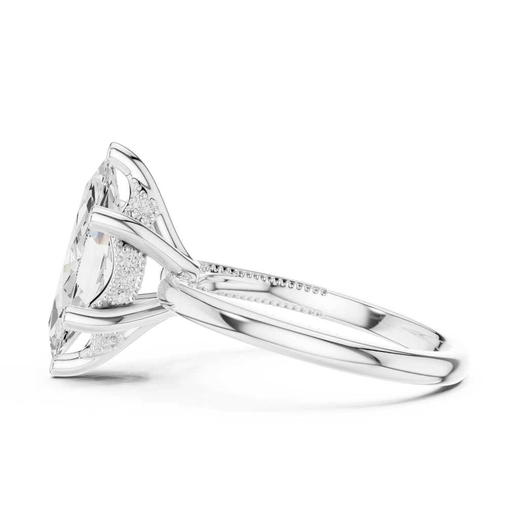 2.50 CT Marquise Cut Cathedral Diamond Engagement Ring with Hidden Pavé Gallery