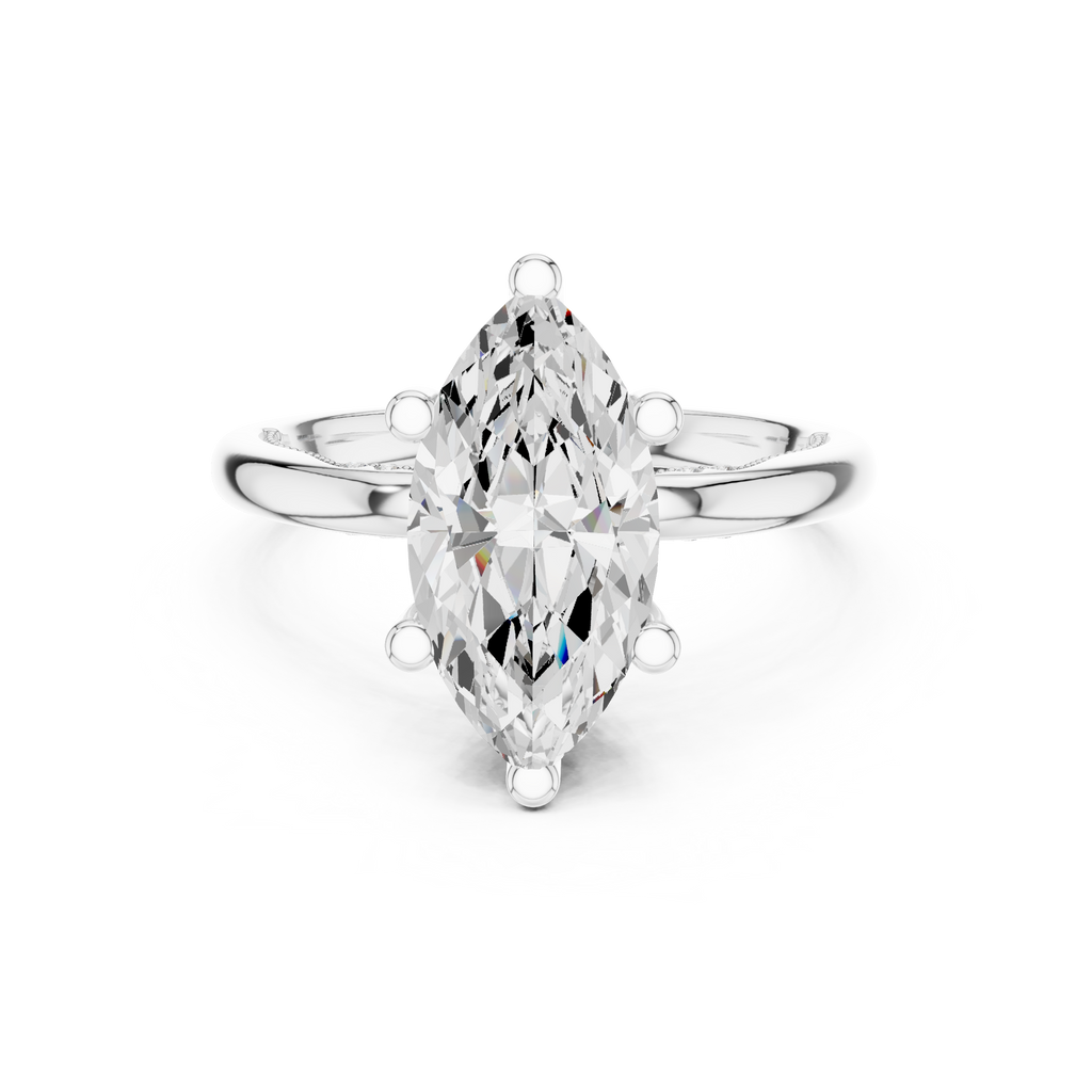 2.50 CT Marquise Cut Cathedral Diamond Engagement Ring with Hidden Pavé Gallery
