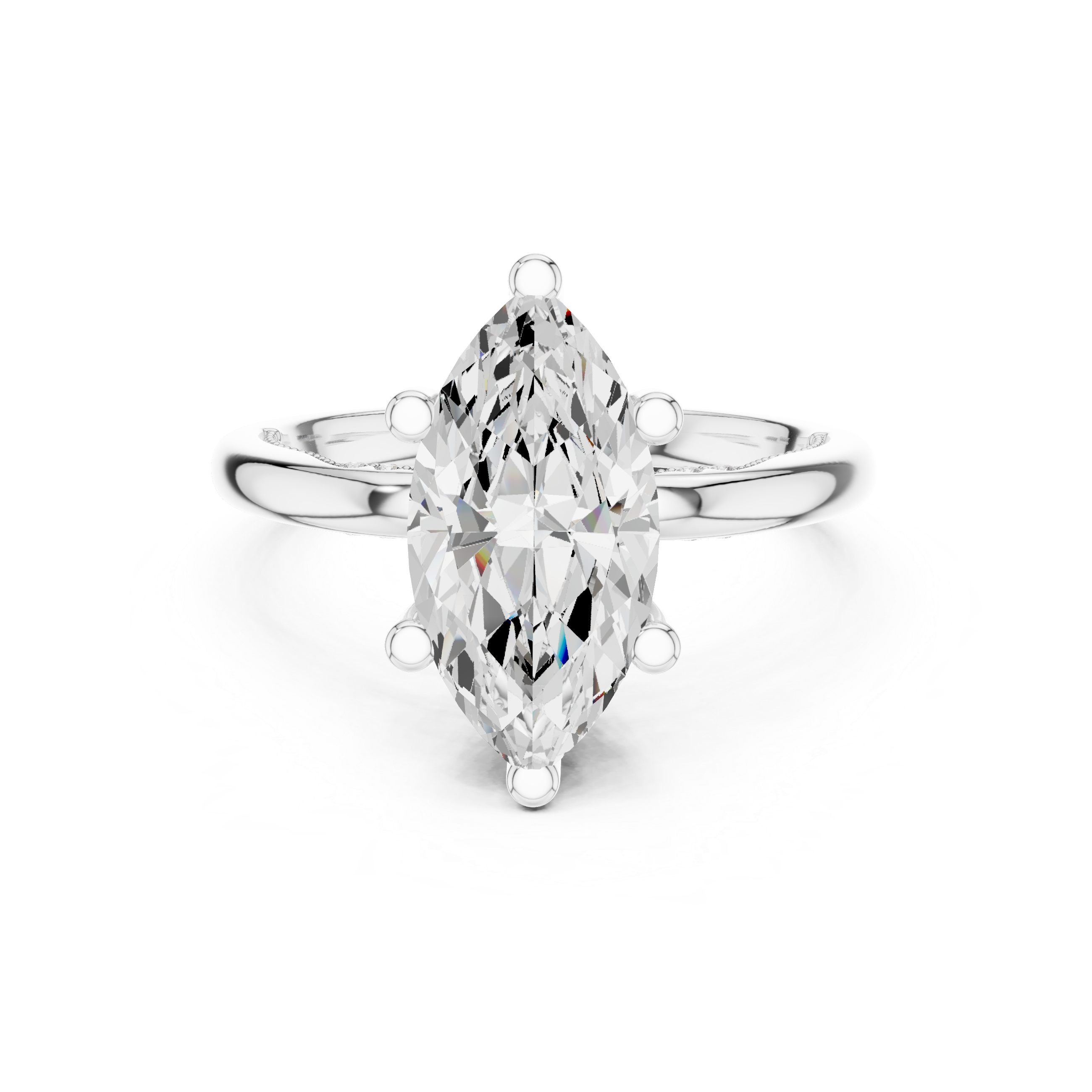 2.50 CT Marquise Cut Cathedral Diamond Engagement Ring with Hidden Pavé Gallery