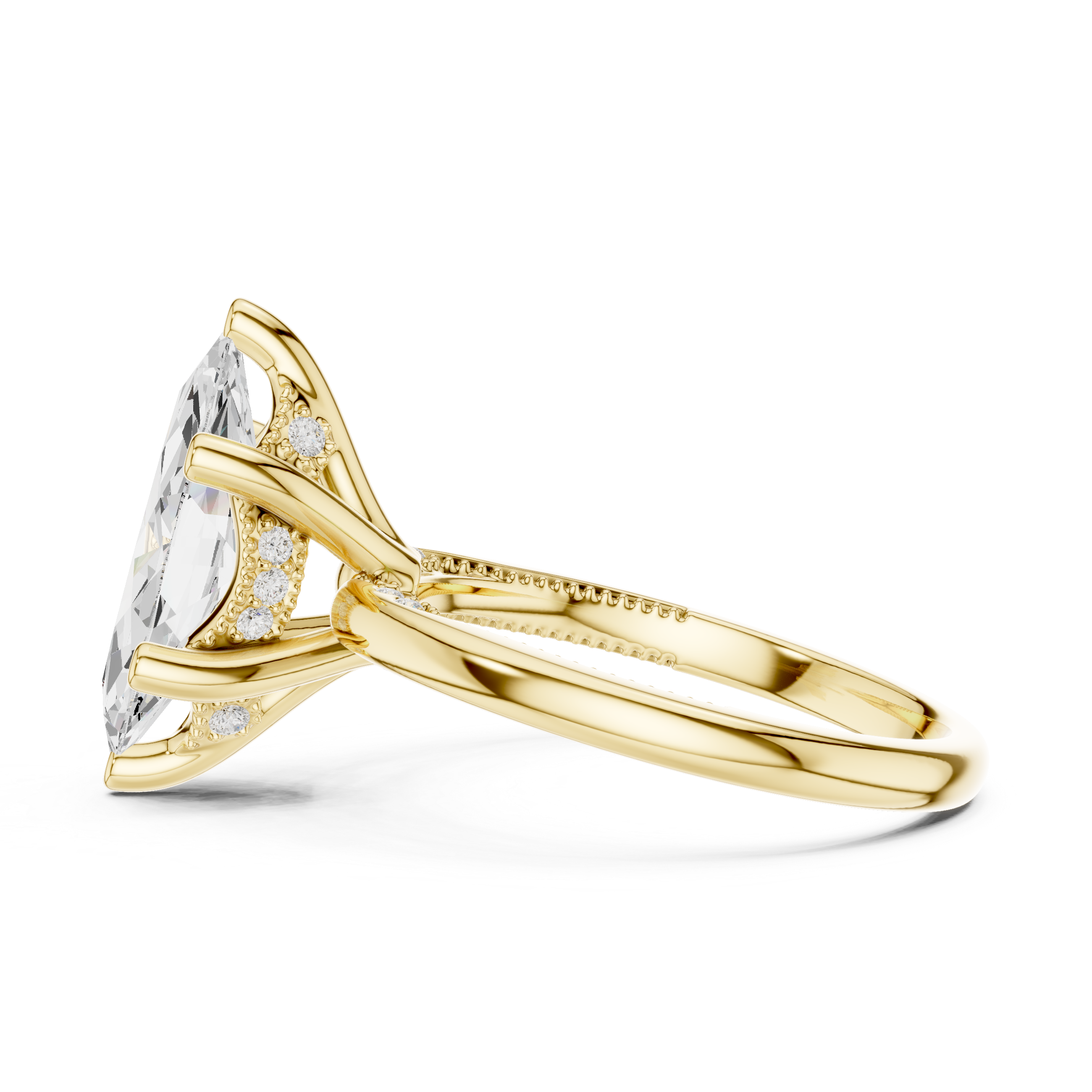 2.50 CT Marquise Cut Diamond Engagement Ring with Hidden Pavé Cathedral Setting