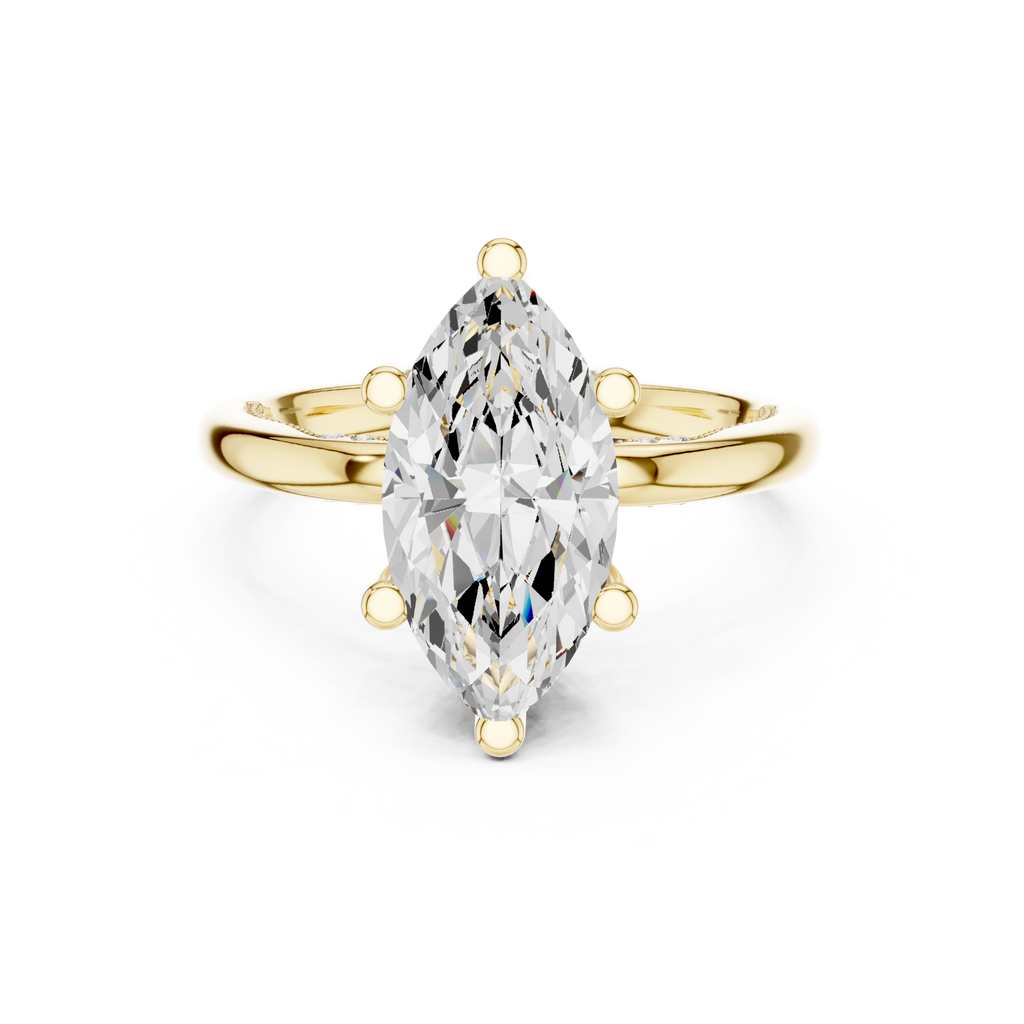 2.50 CT Marquise Cut Diamond Engagement Ring with Hidden Pavé Cathedral Setting