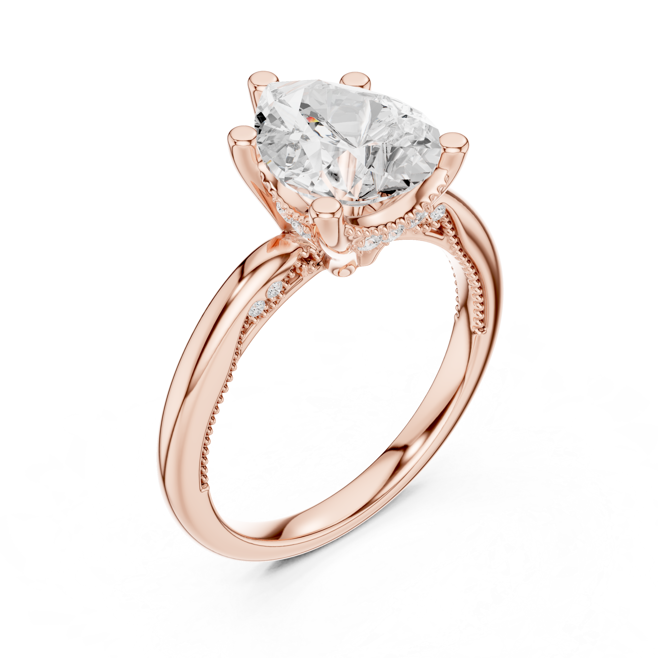 2.50 CT Pear Cut Cathedral Diamond Engagement Ring with Hidden Pavé Gallery