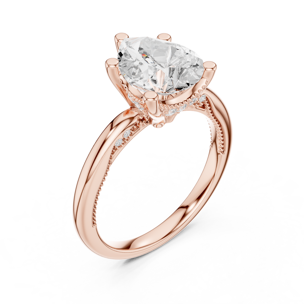 2.50 CT Pear Cut Diamond Engagement Ring with Hidden Pavé Cathedral Setting