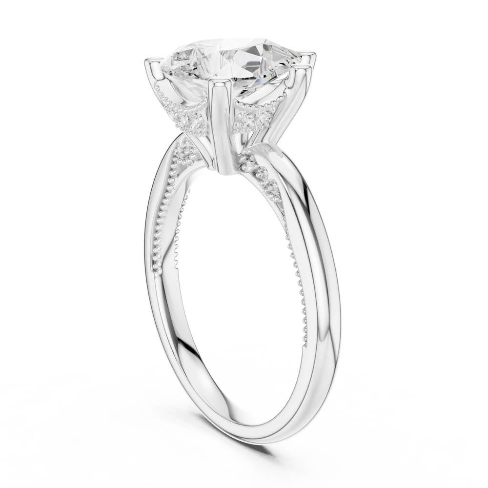 2.50 CT Pear Cut Cathedral Diamond Engagement Ring with Hidden Pavé Gallery