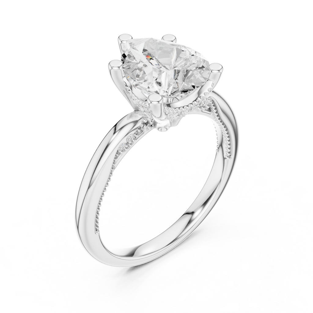 2.50 CT Pear Cut Cathedral Diamond Engagement Ring with Hidden Pavé Gallery
