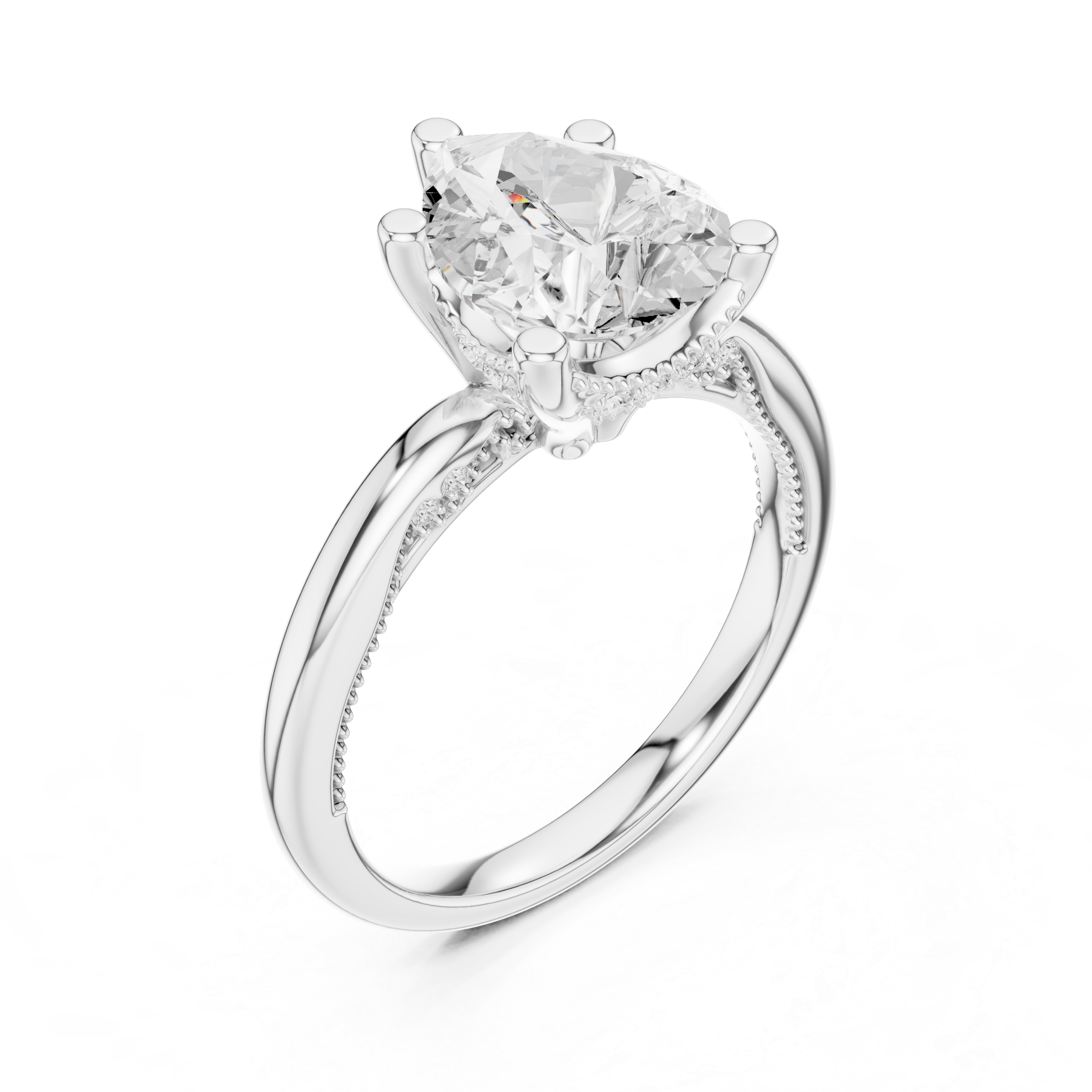 2.50 CT Pear Cut Diamond Engagement Ring with Hidden Pavé Cathedral Setting