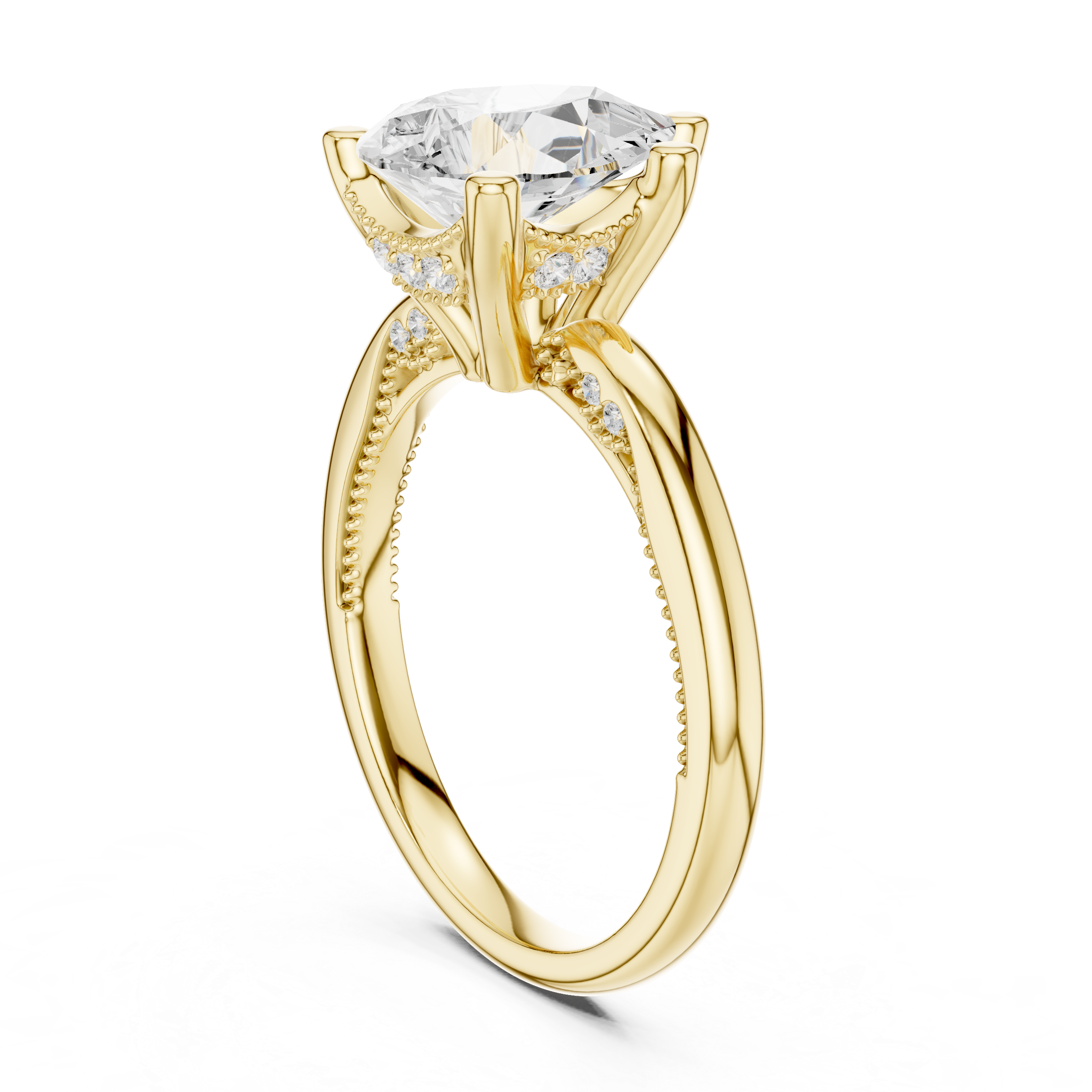 2.50 CT Pear Cut Diamond Engagement Ring with Hidden Pavé Cathedral Setting