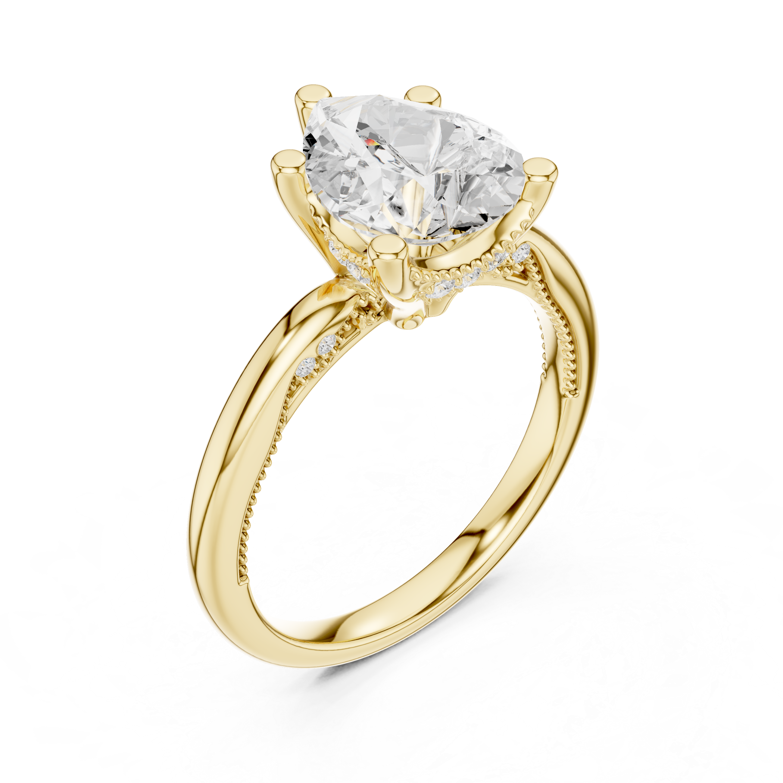 2.50 CT Pear Cut Diamond Engagement Ring with Hidden Pavé Cathedral Setting