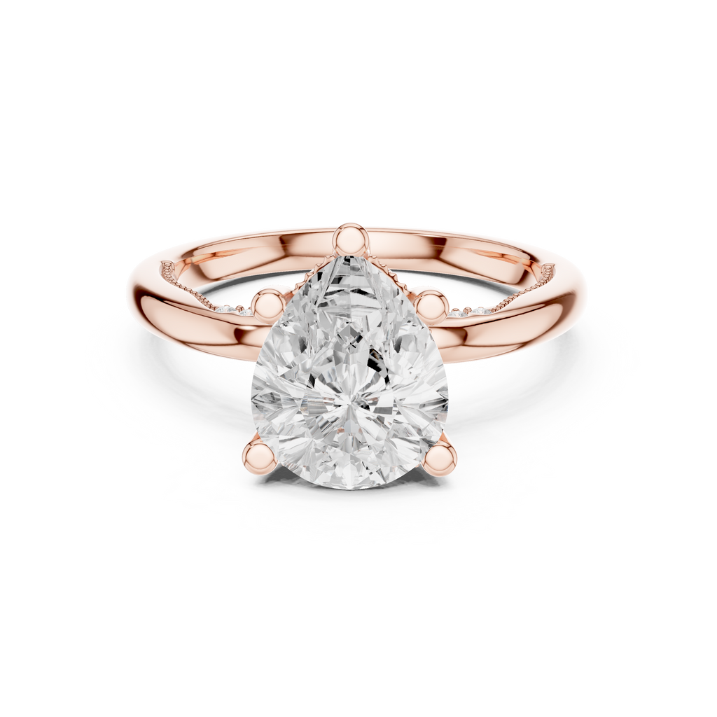 2.50 CT Pear Cut Cathedral Diamond Engagement Ring with Hidden Pavé Gallery