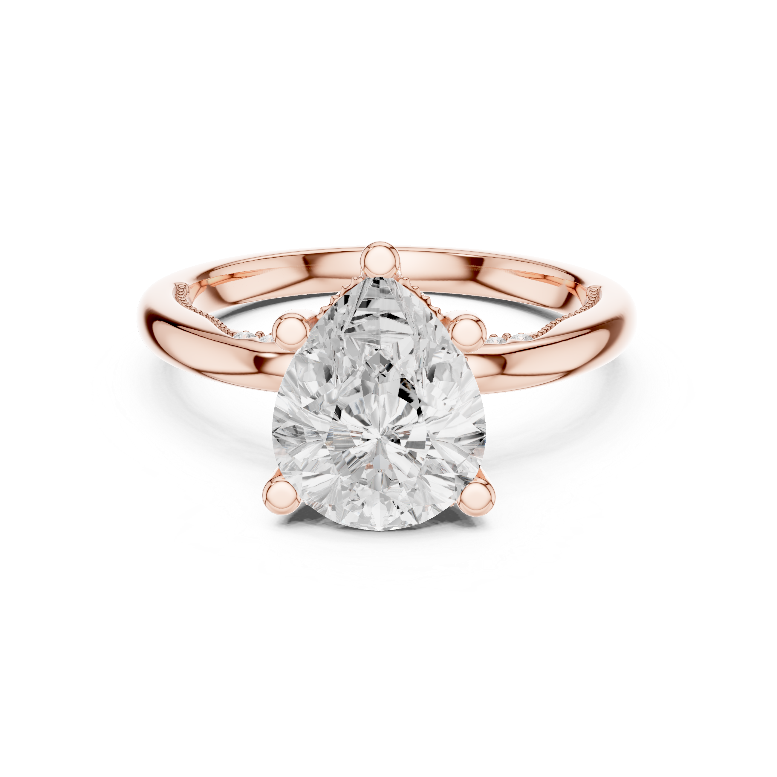 2.50 CT Pear Cut Diamond Engagement Ring with Hidden Pavé Cathedral Setting