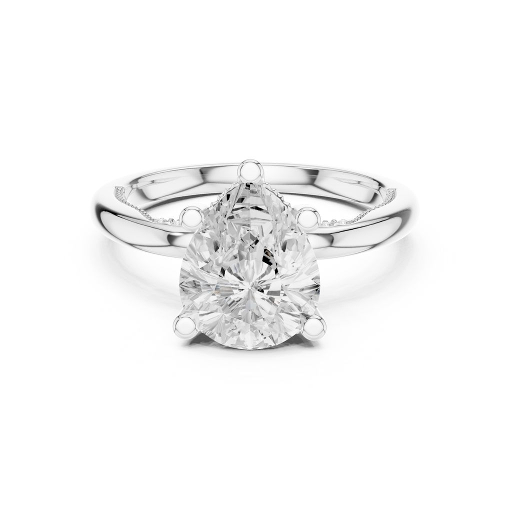 2.50 CT Pear Cut Cathedral Diamond Engagement Ring with Hidden Pavé Gallery