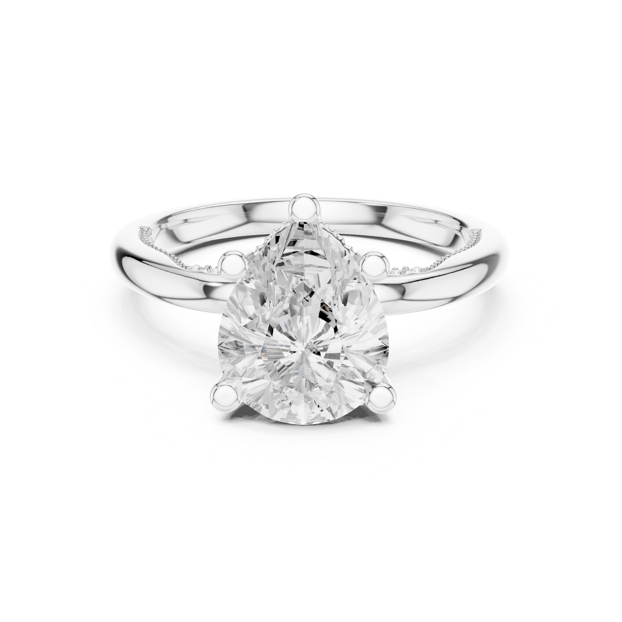 2.50 CT Pear Cut Diamond Engagement Ring with Hidden Pavé Cathedral Setting