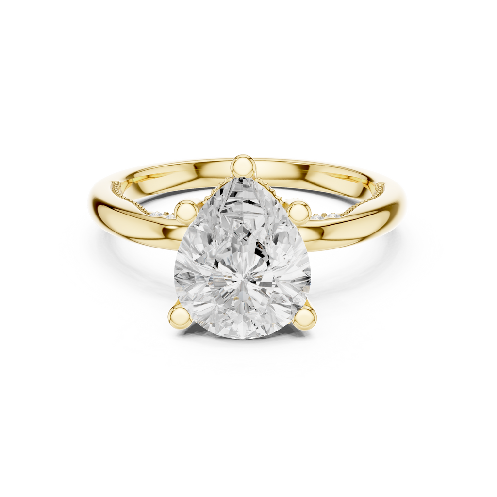 2.50 CT Pear Cut Cathedral Diamond Engagement Ring with Hidden Pavé Gallery