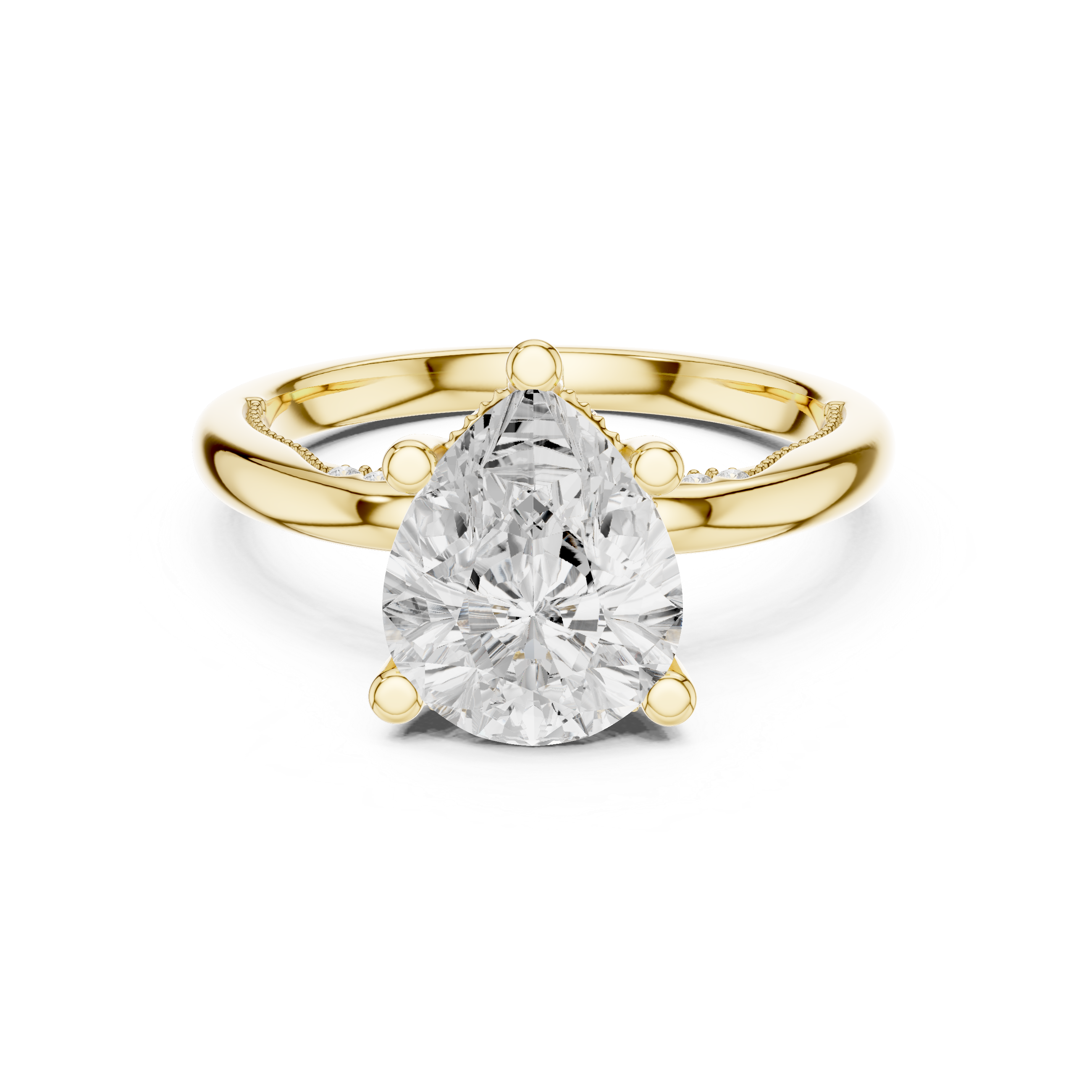 2.50 CT Pear Cut Cathedral Diamond Engagement Ring with Hidden Pavé Gallery