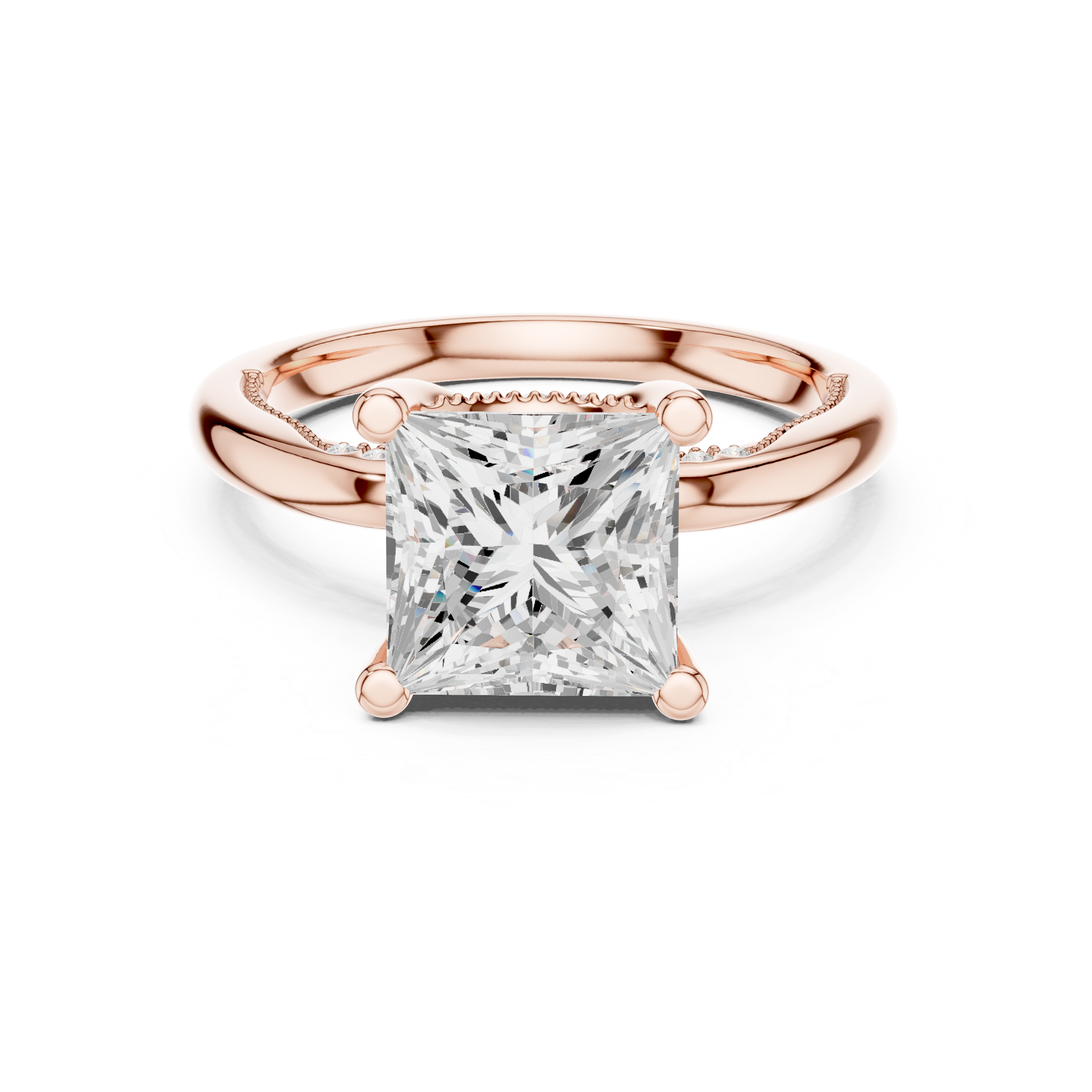 2.50 CT Princess Cut Cathedral Diamond Engagement Ring with Hidden Pavé Gallery