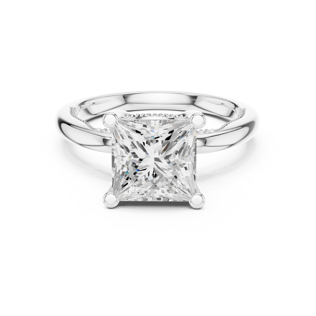 Princess Cut Diamond Engagement Ring with Hidden Pavé Cathedral Setting — Jewelix Atelier