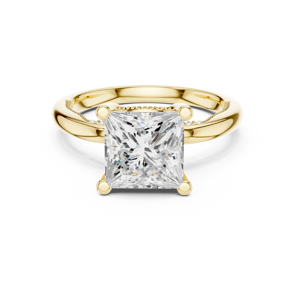 2.50 CT Princess Cut Cathedral Diamond Engagement Ring with Hidden Pavé Gallery
