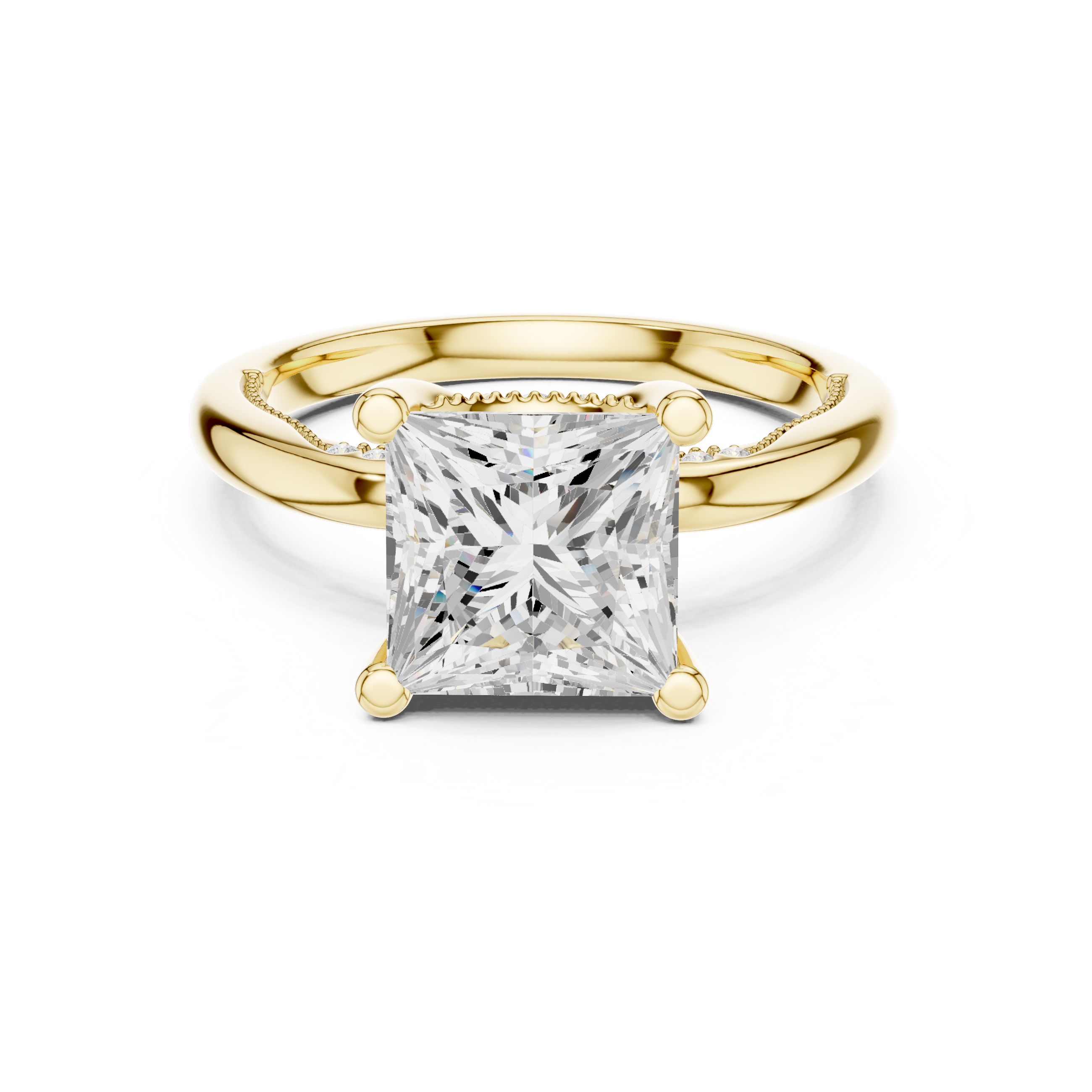 2.50 CT Princess Cut Cathedral Diamond Engagement Ring with Hidden Pavé Gallery